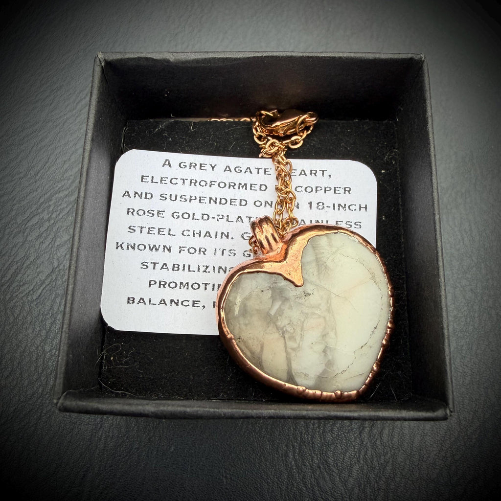 Grey Agate Heart Necklace