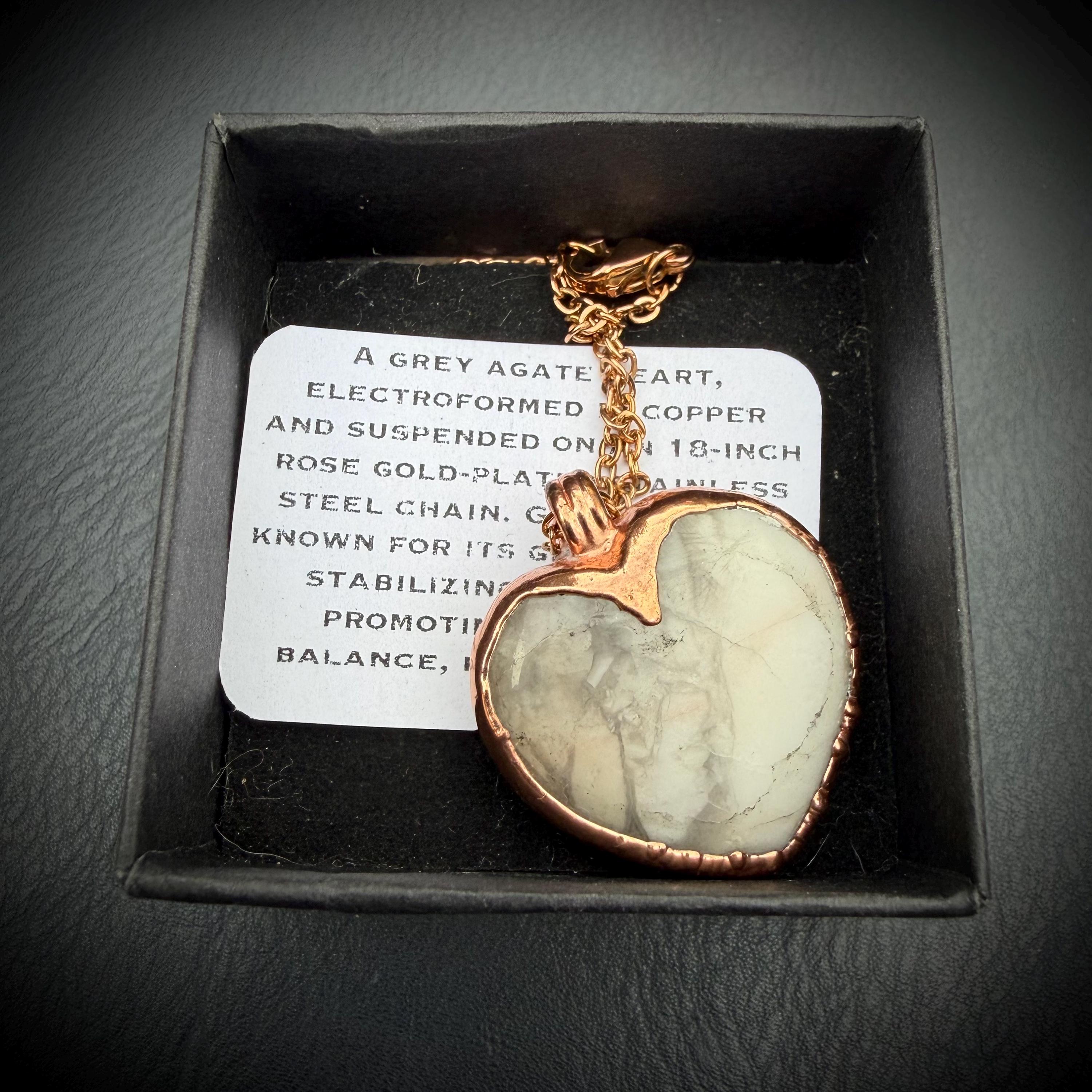 Grey Agate Heart Necklace