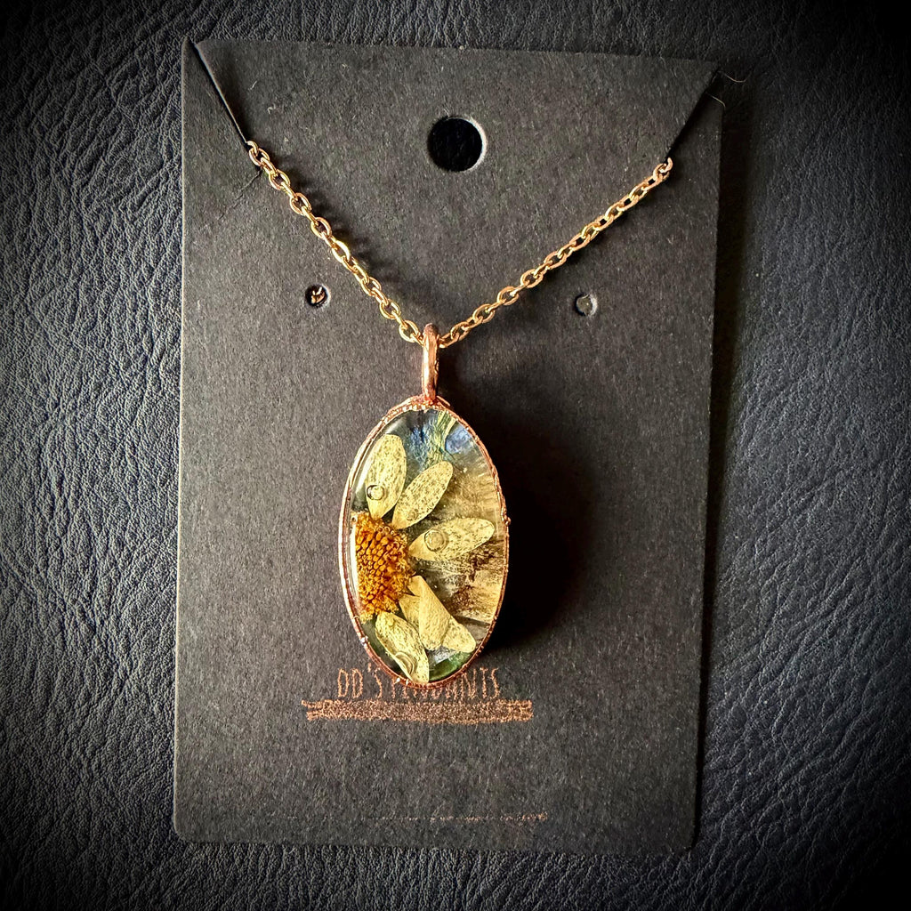 Electroformed Copper Flower Necklace | Real Flower Preserved in Resin | Nature Jewelry