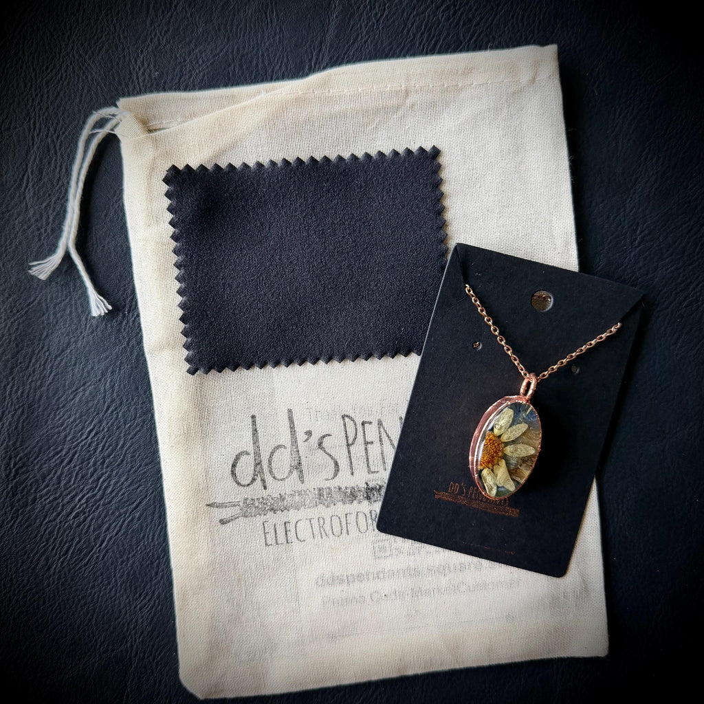 Electroformed Copper Flower Necklace | Real Flower Preserved in Resin | Nature Jewelry