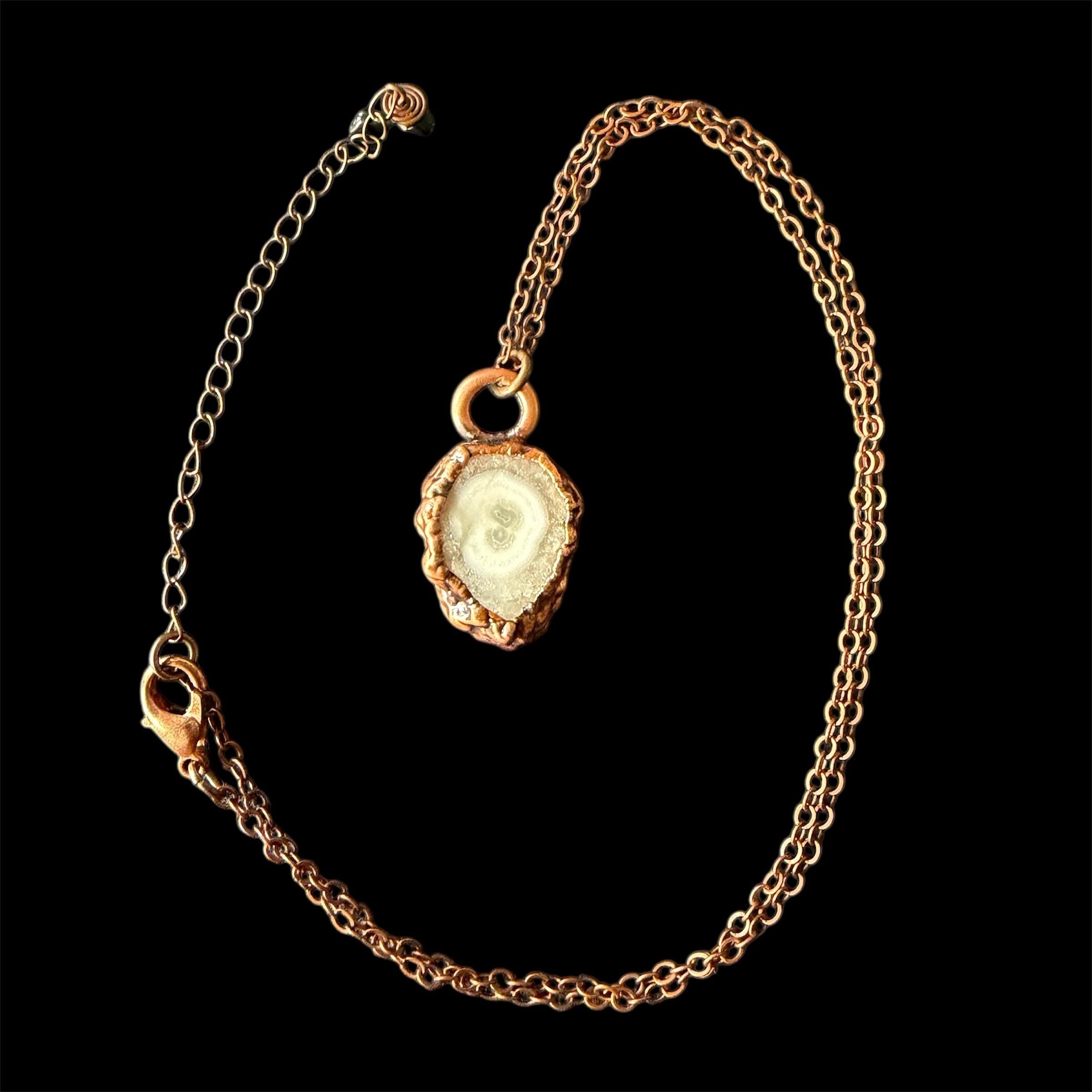 Solar Quartz Slice Electroformed in Copper Necklace