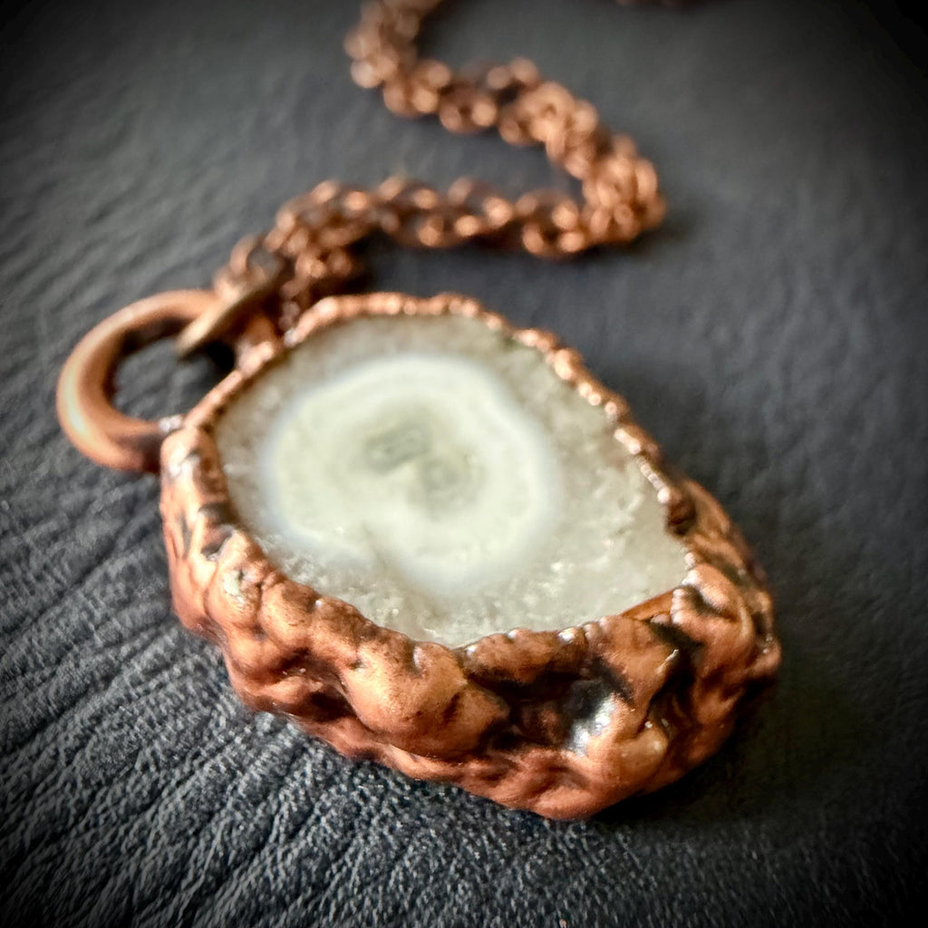 Solar Quartz Slice Electroformed in Copper Necklace