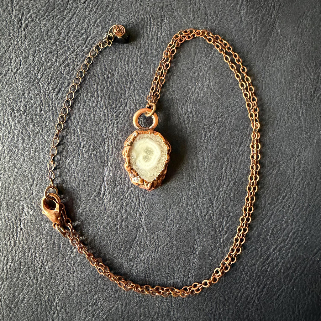 Solar Quartz Slice Electroformed in Copper Necklace