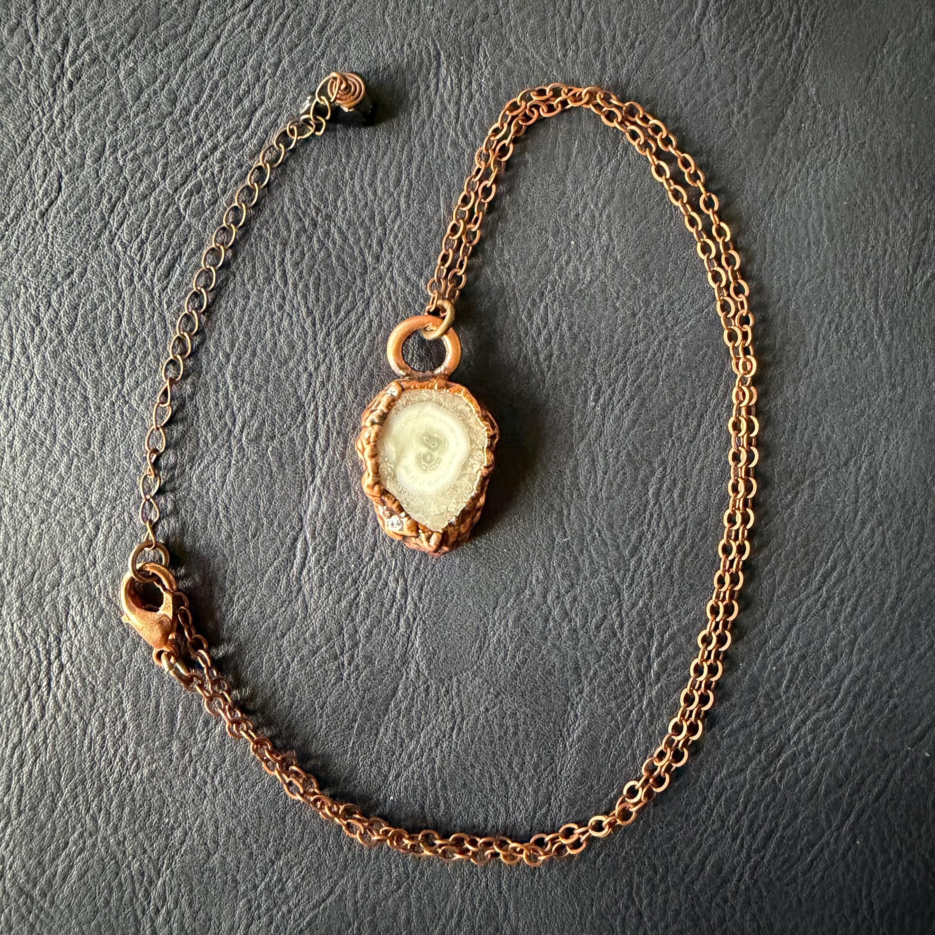Solar Quartz Slice Electroformed in Copper Necklace