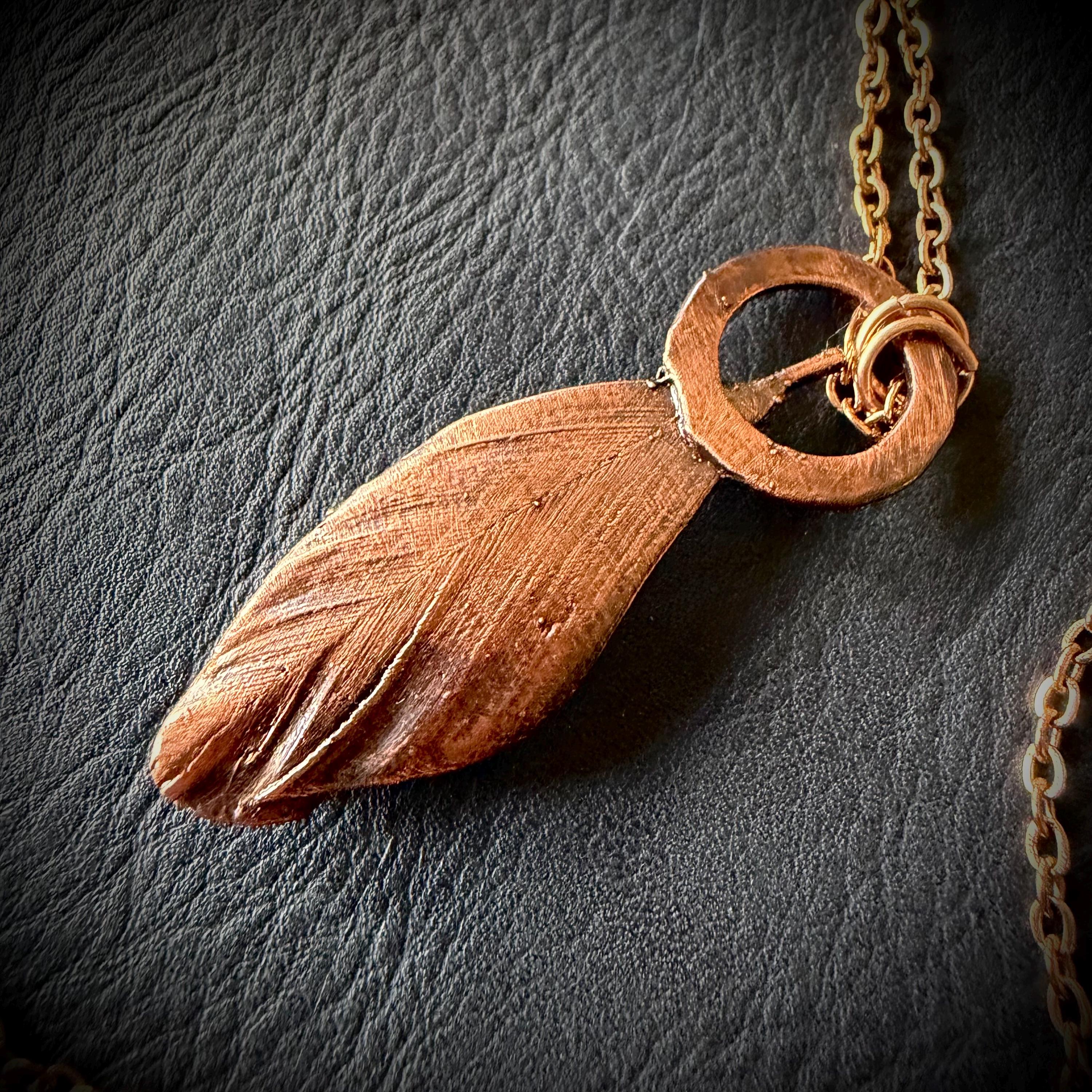 Blue Jay Feather & Baroque Pearl Electroformed Necklace