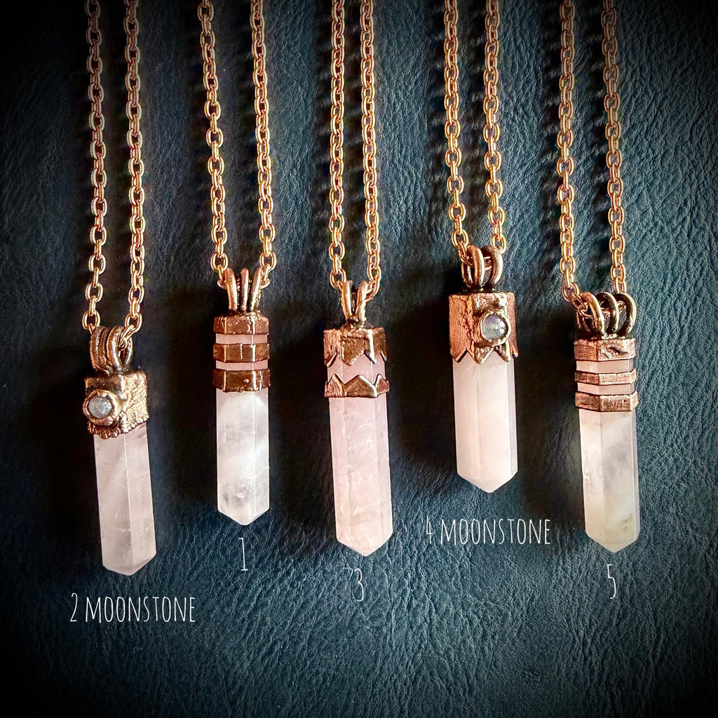 Electroformed Rose Quartz Point Necklace | Handmade Copper Crystal Pendant | Solid Copper Chain | Artisan Jewelry