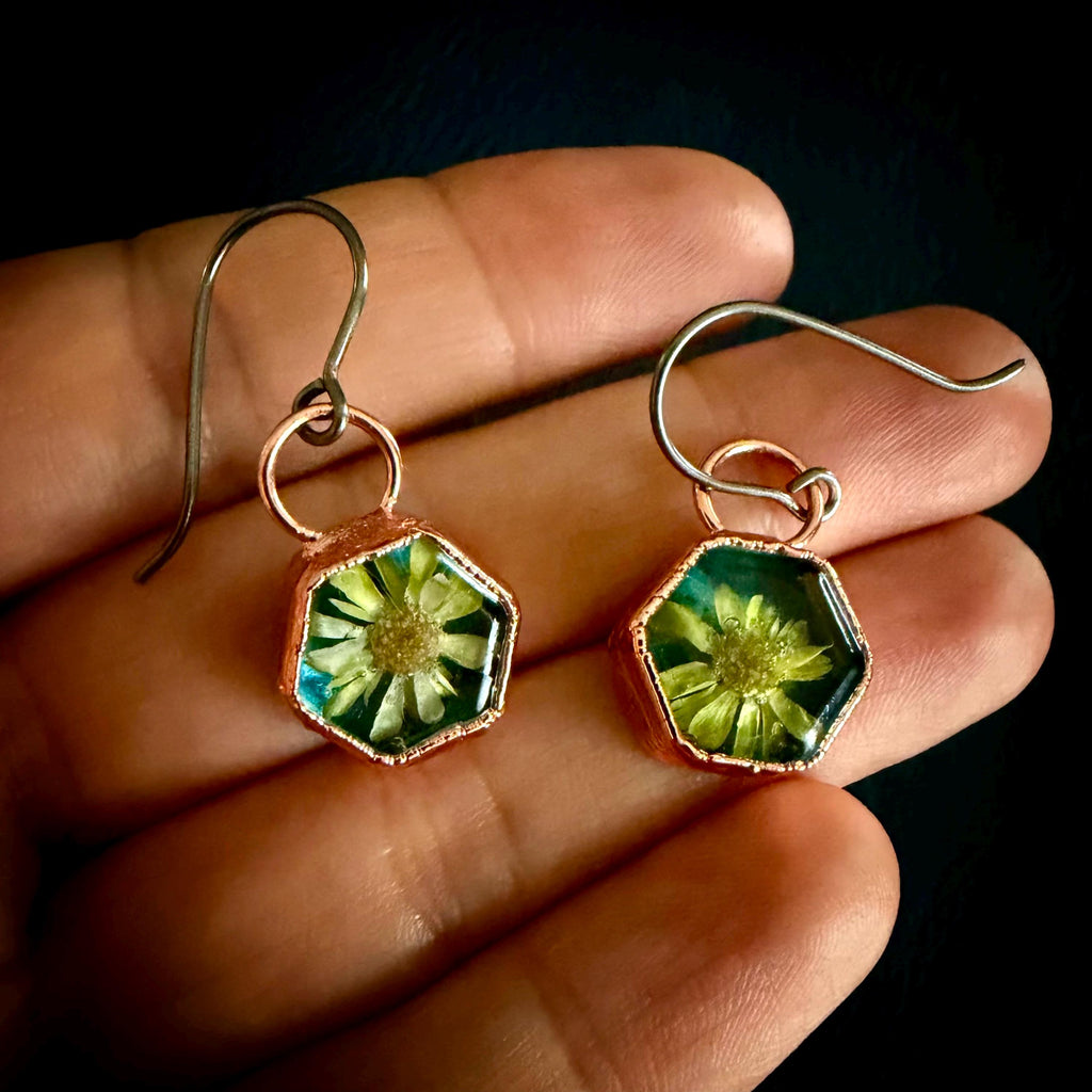 Dried Flower Resin Earrings | Botanical Jewelry | Niobium Ear Wires | Handmade Nature Earrings