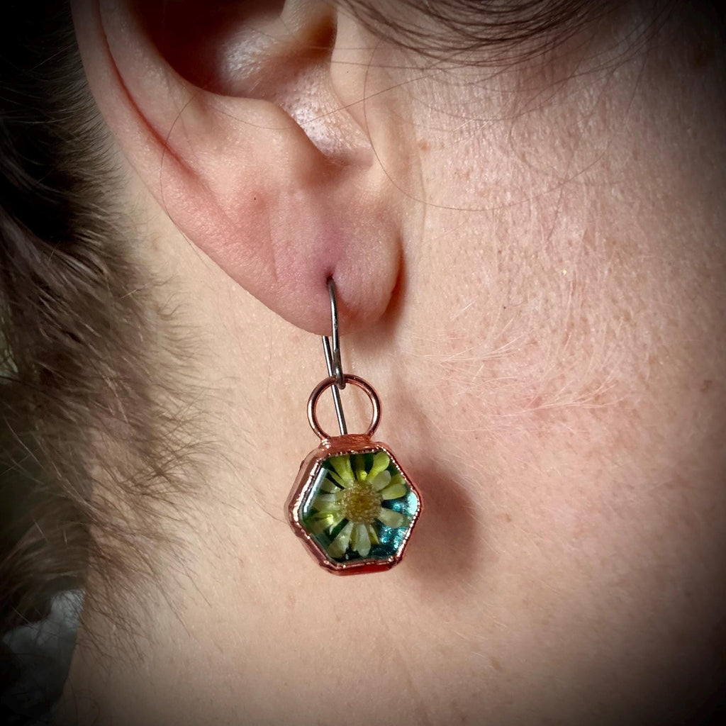 Dried Flower Resin Earrings | Botanical Jewelry | Niobium Ear Wires | Handmade Nature Earrings