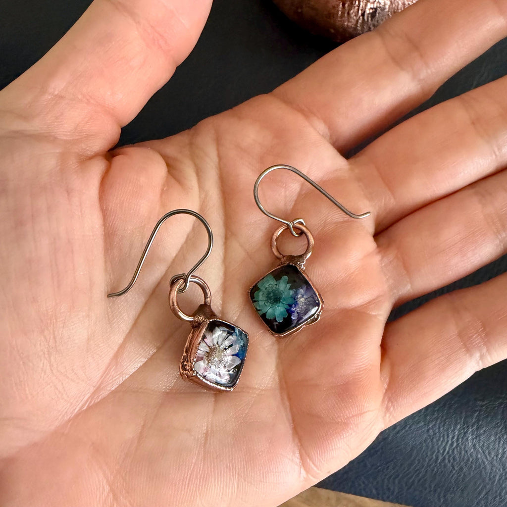 Dried Flower Resin Earrings | Botanical Jewelry | Niobium Ear Wires | Handmade Nature Earrings