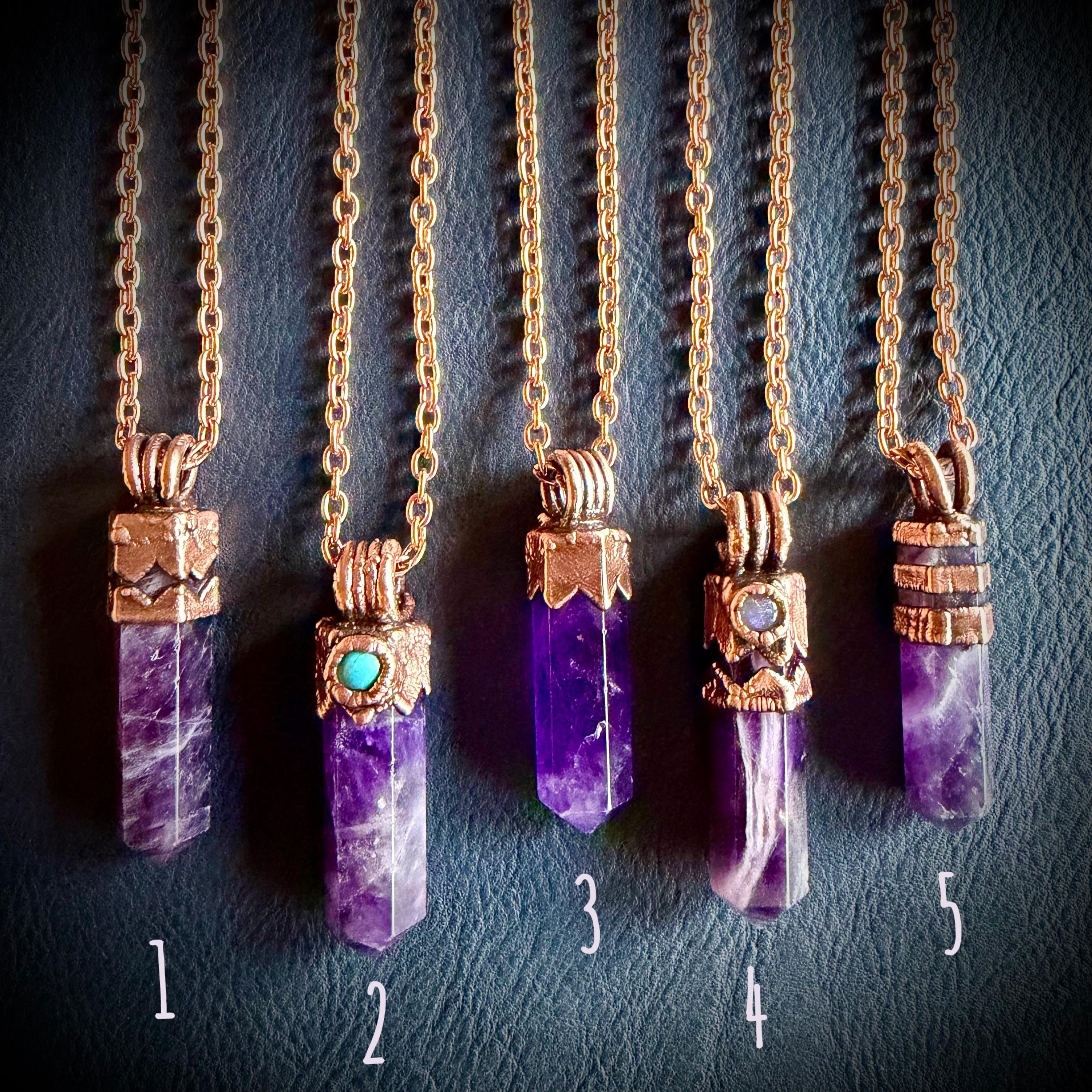 Electroformed Amethyst Point Necklace | Handmade Copper Crystal Pendant | Solid Copper Chain | Artisan Jewelry