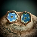 Forget Me Not Flower Stud Earrings – Electroformed Copper – Handmade Botanical Jewelry