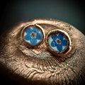 Forget Me Not Flower Stud Earrings – Electroformed Copper – Handmade Botanical Jewelry