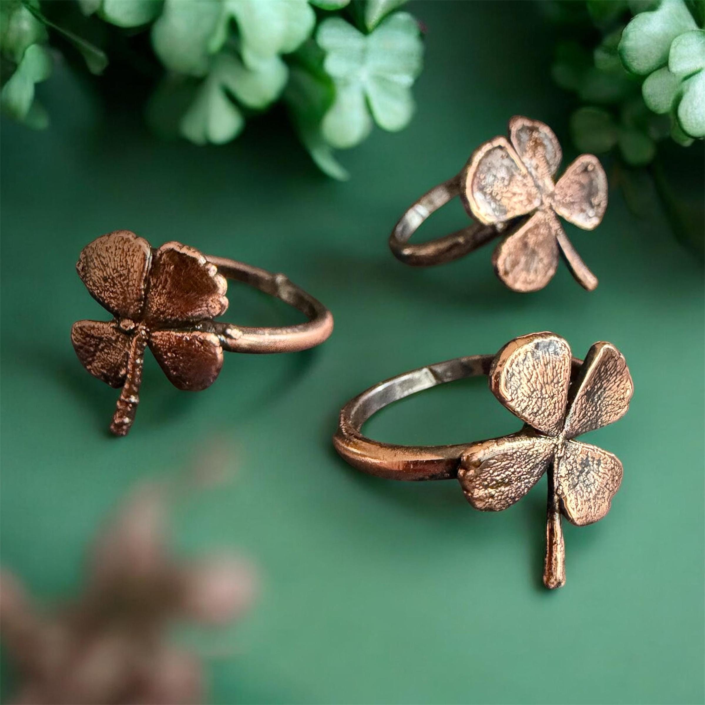Electroformed Copper Four Leaf Clover Ring – Genuine Preserved Clover