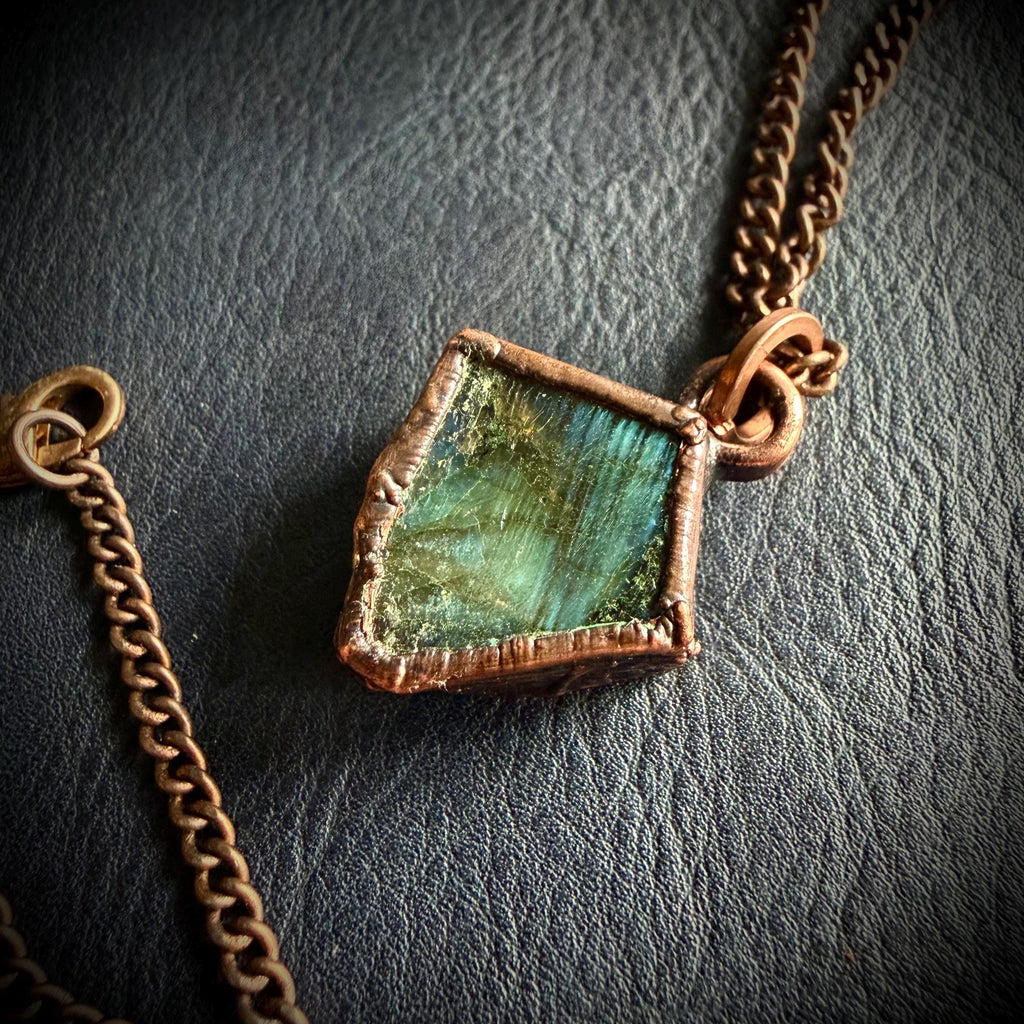 Labradorite Reversible Gemstone Necklace / Electroformed Jewelry