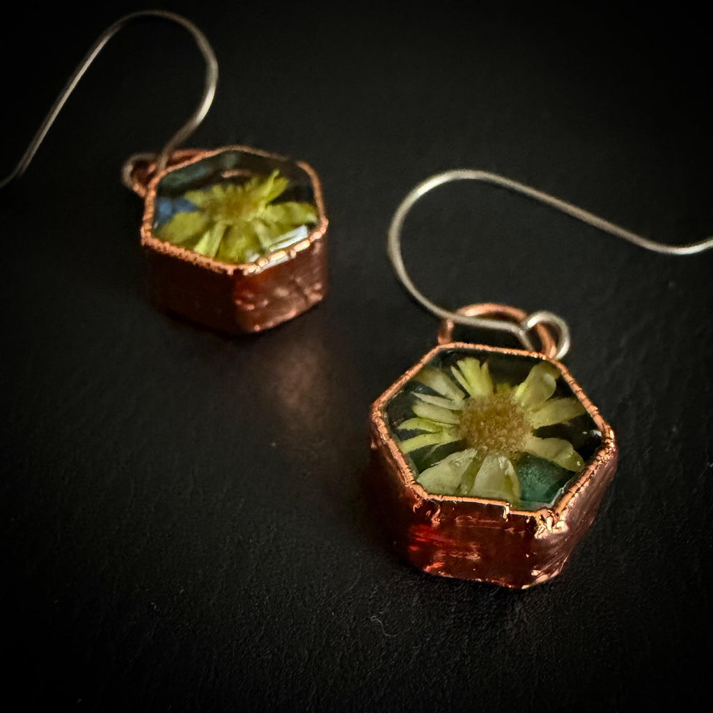 Dried Flower Resin Earrings | Botanical Jewelry | Niobium Ear Wires | Handmade Nature Earrings