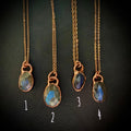 Labradorite Oval Necklace / Rose Cut Gemstone Necklace / Electroformed Jewelry