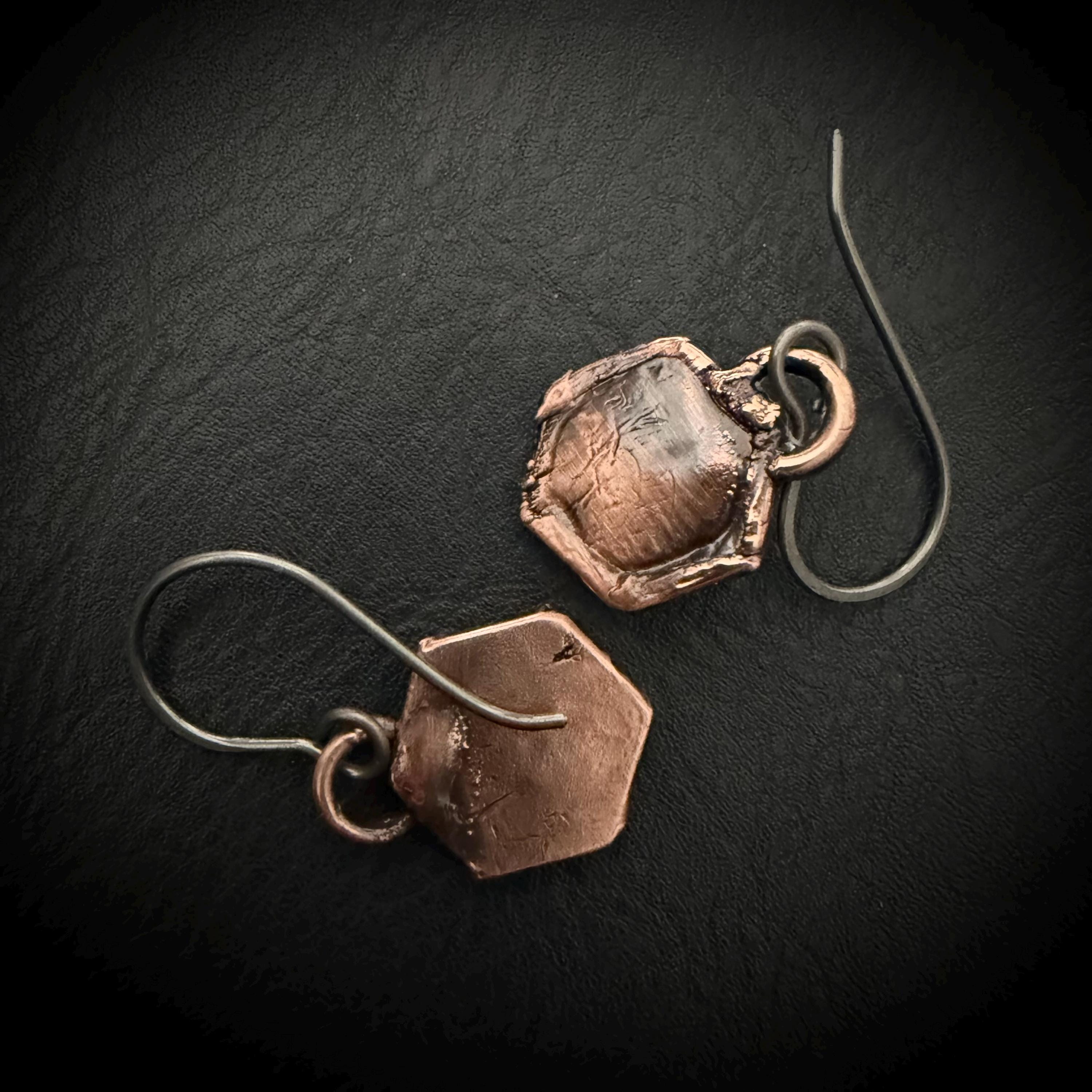 Forget Me Not Flower Dangle Earrings – Electroformed Copper – Handmade Botanical Jewelry