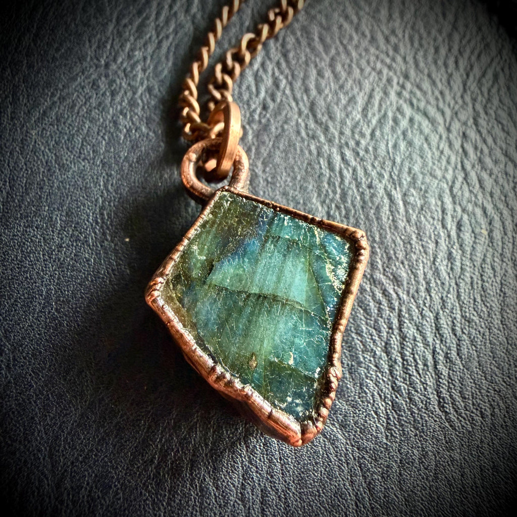 Labradorite Reversible Gemstone Necklace / Electroformed Jewelry