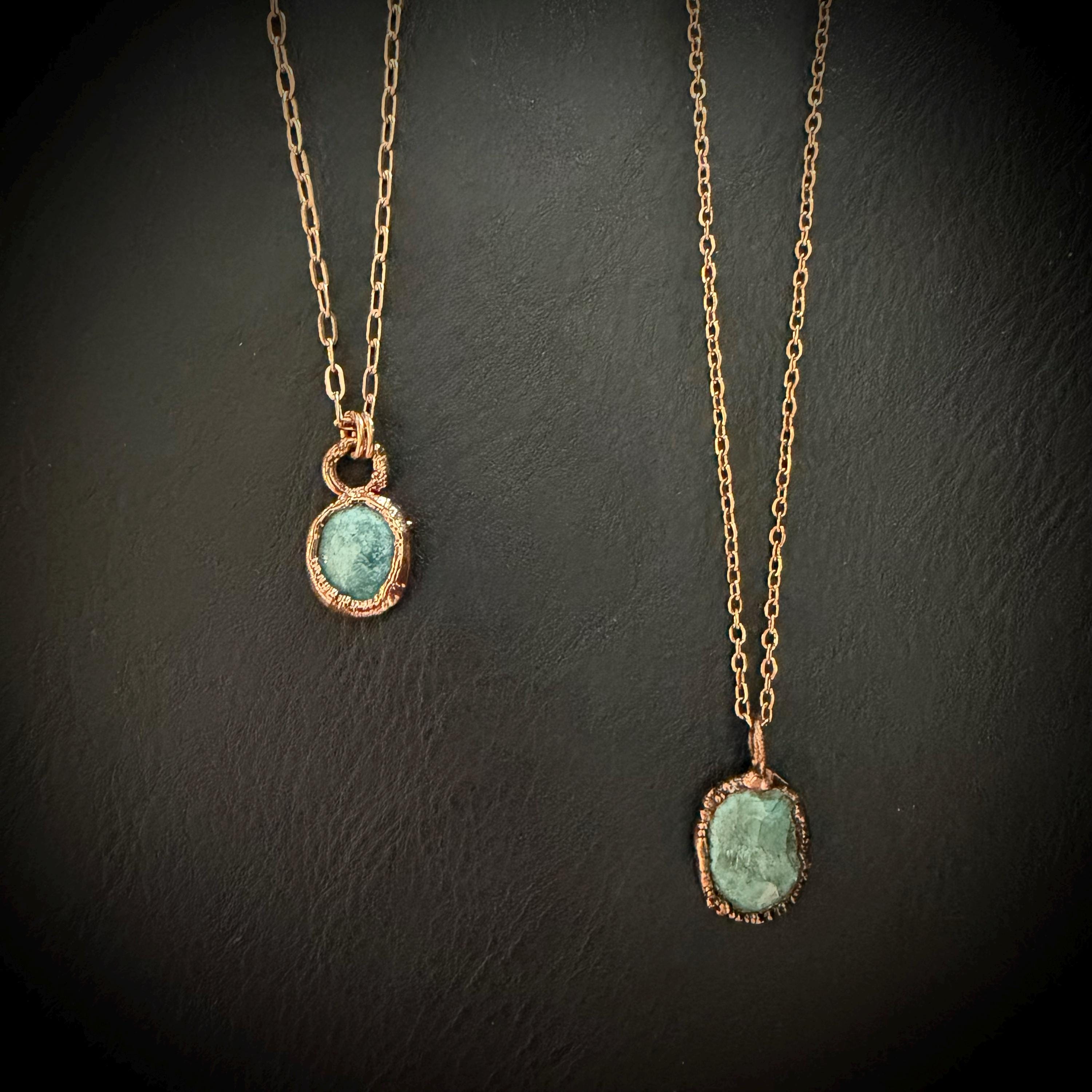 Rose Cut Turquoise Electroformed Copper Necklace | December Birthstone