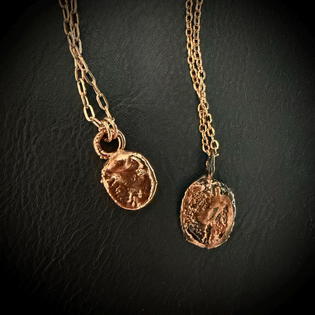 Rose Cut Turquoise Electroformed Copper Necklace | December Birthstone