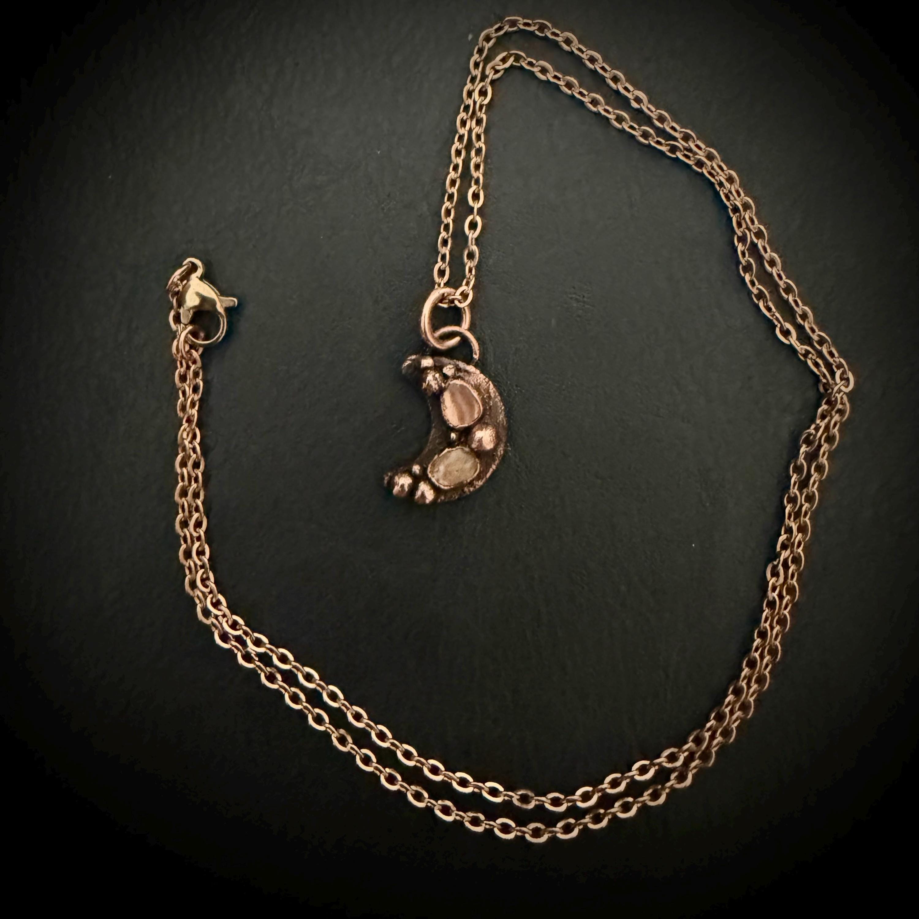 Welo Opal Moon Necklace | Electroformed Copper Pendant, Celestial Jewelry