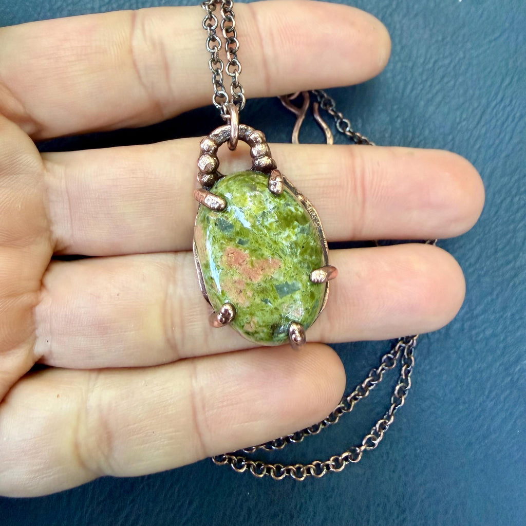 Gemstone Pendant Necklace – Electroformed in Pure Copper