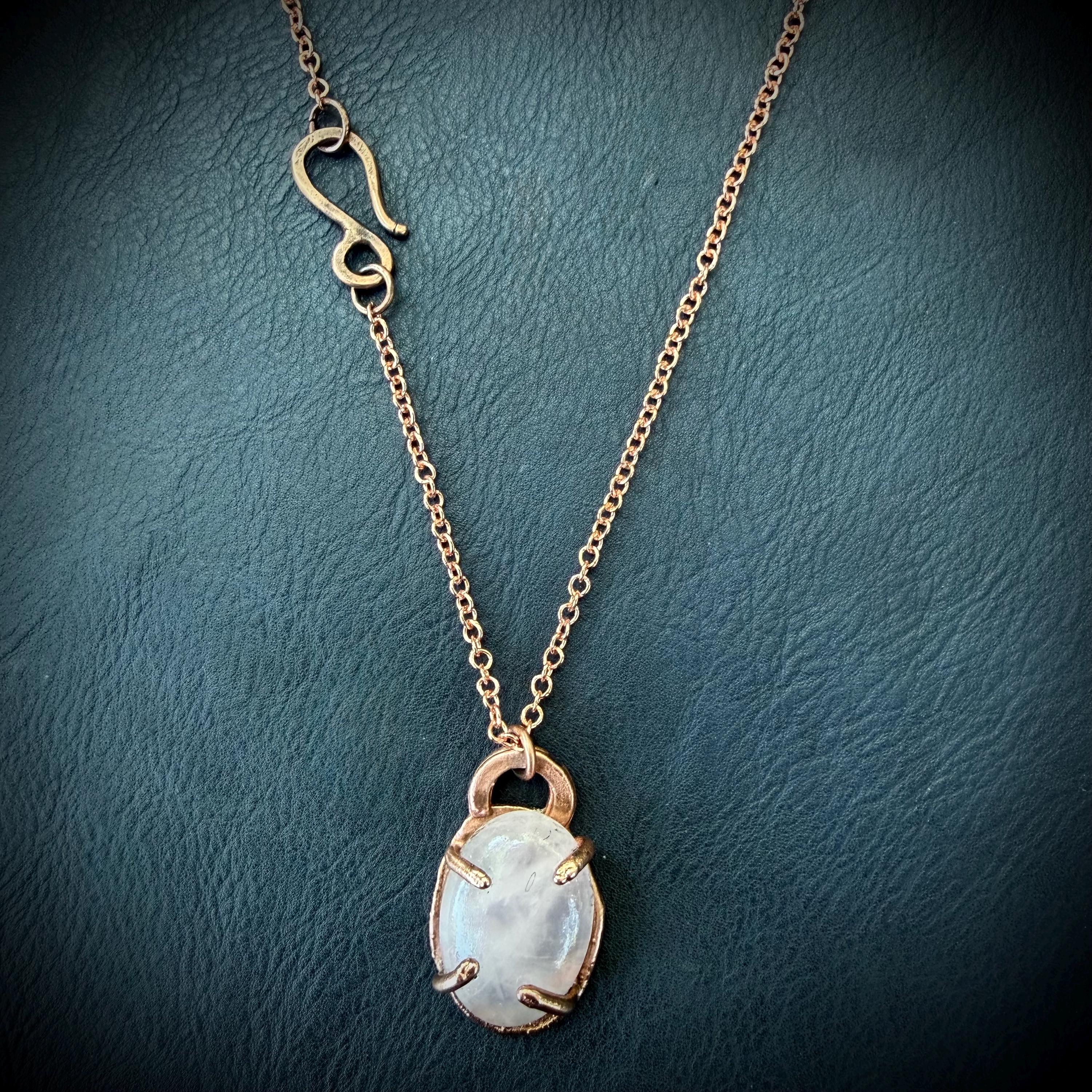 Rose Quartz Prong Pendant Necklace – Electroformed in Pure Copper