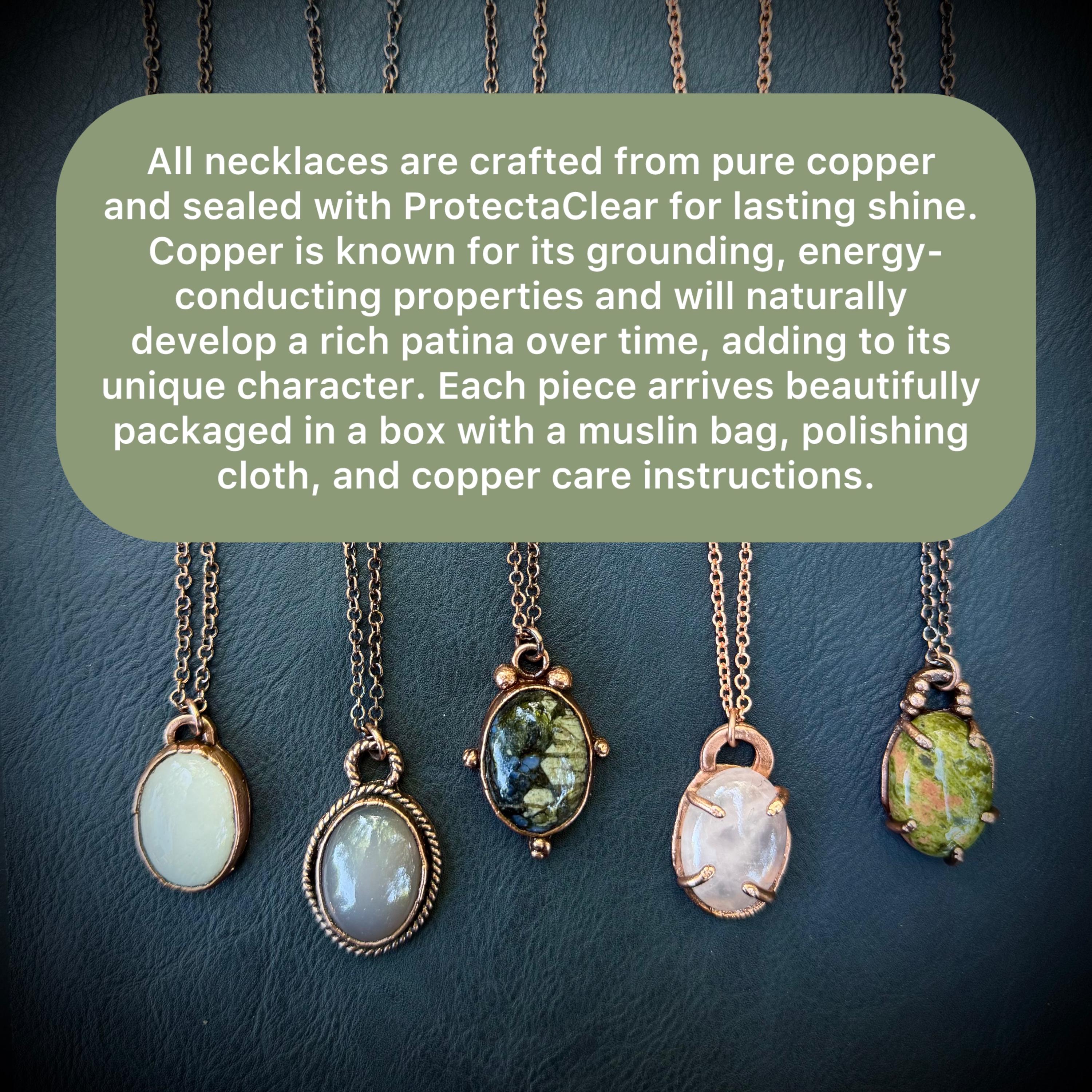 Rose Quartz Prong Pendant Necklace – Electroformed in Pure Copper