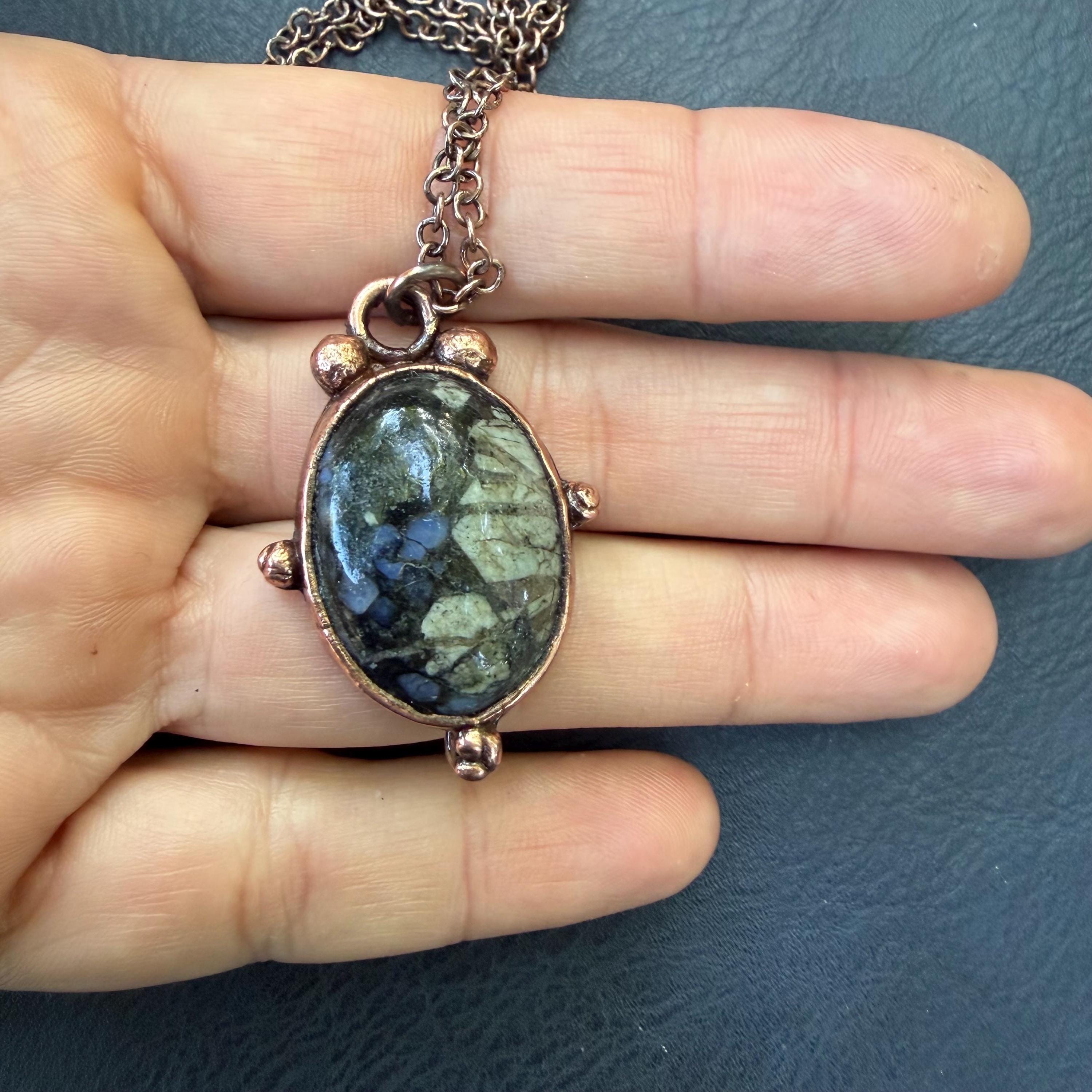 Gemstone Pendant Necklace – Electroformed in Pure Copper