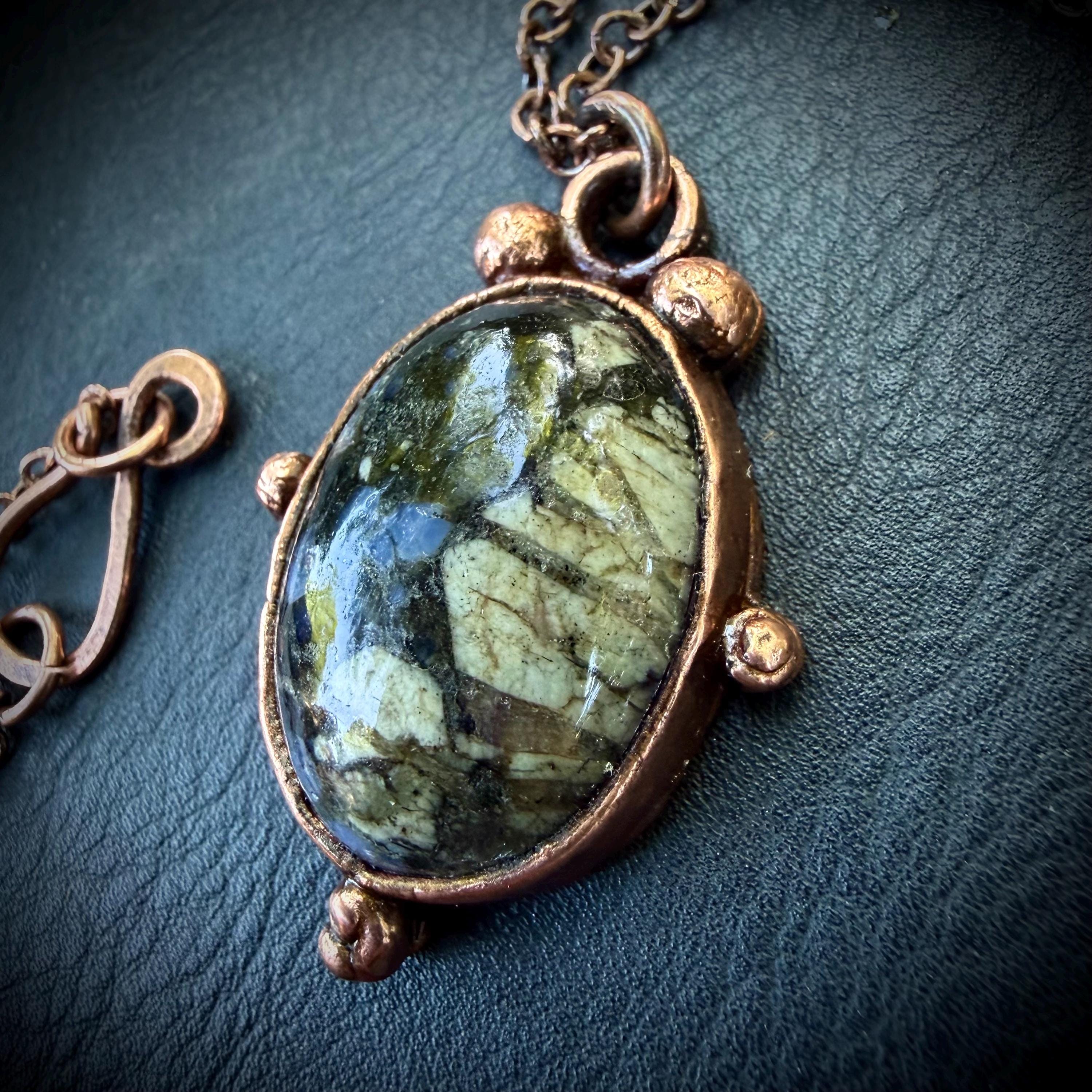 Gemstone Pendant Necklace – Electroformed in Pure Copper