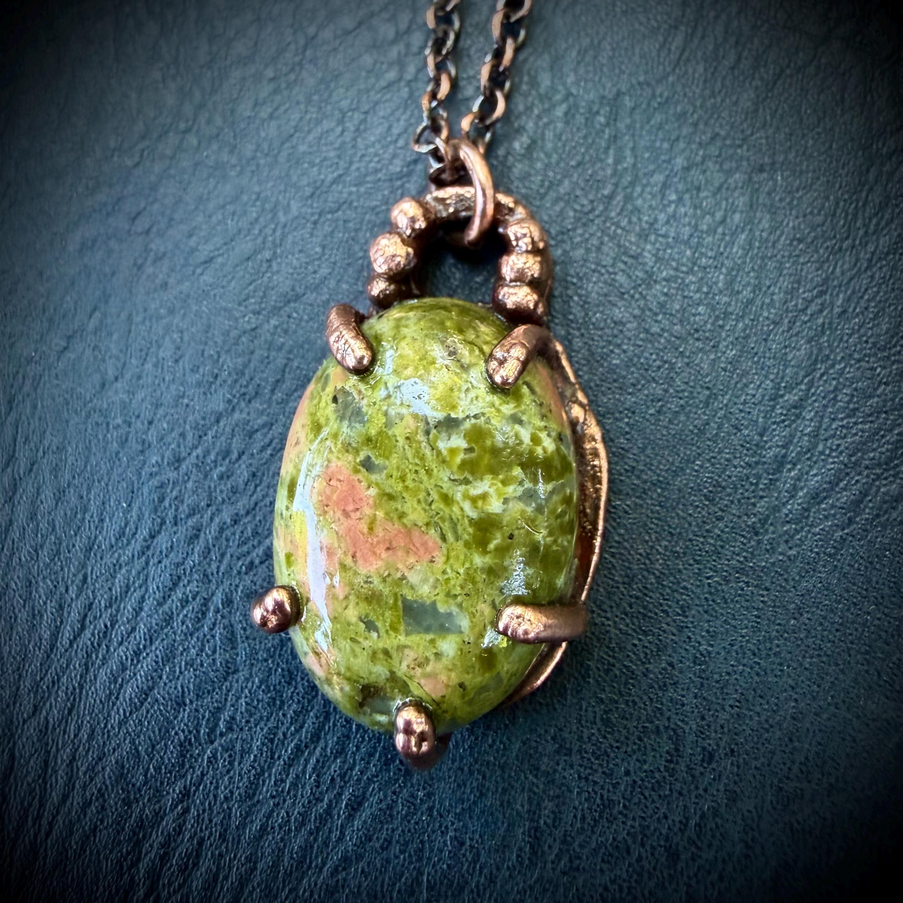 Gemstone Pendant Necklace – Electroformed in Pure Copper