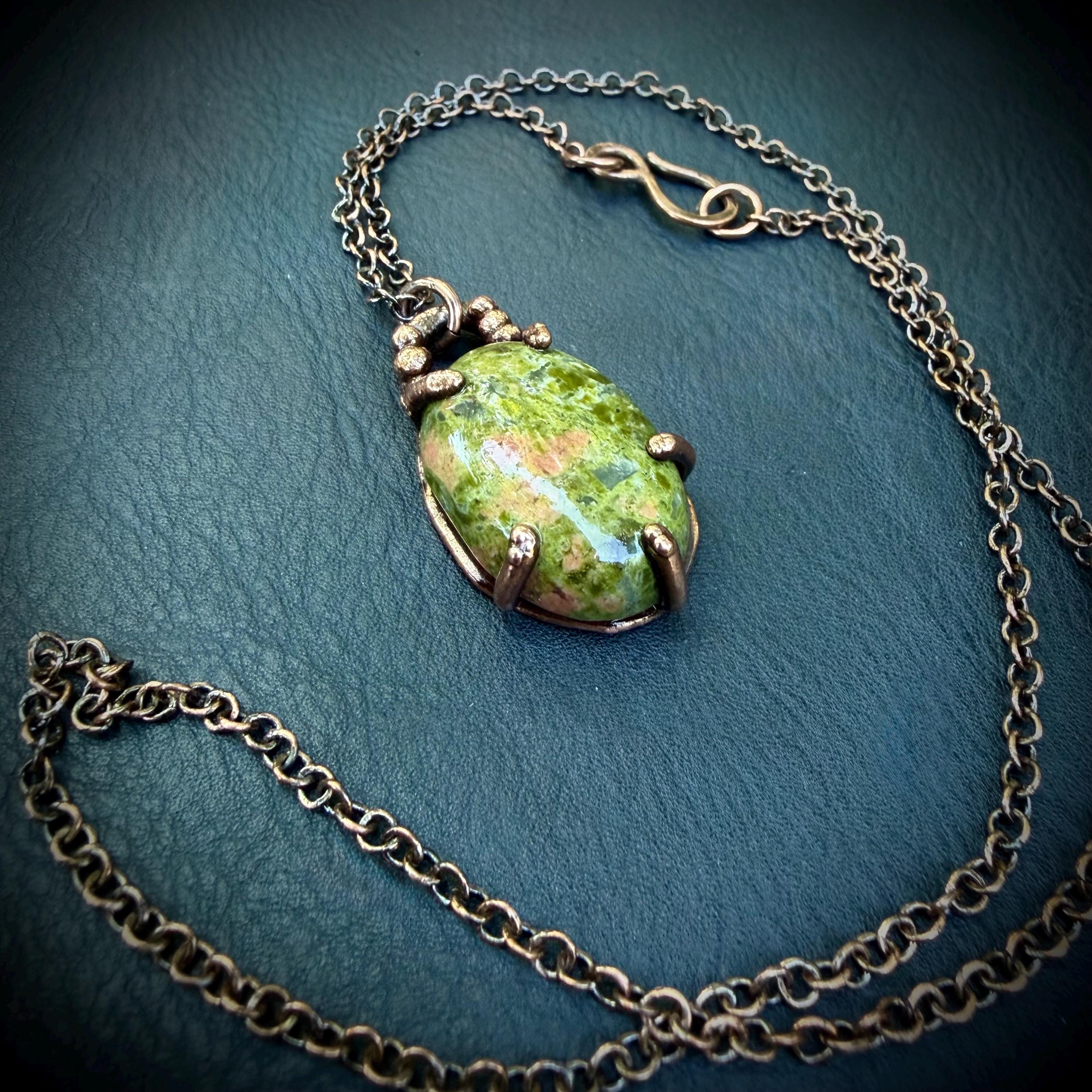 Gemstone Pendant Necklace – Electroformed in Pure Copper