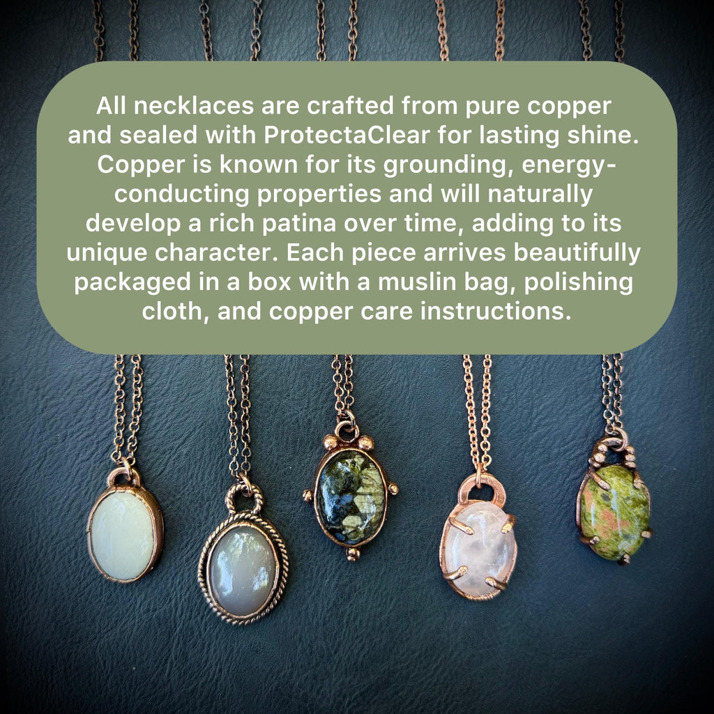Gemstone Pendant Necklace – Electroformed in Pure Copper
