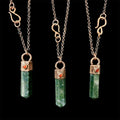 Moss Agate Crystal Point Necklace with Carnelian | Electroformed Copper Pendant | Handmade Patina Chain | Nature-Inspired Jewelry