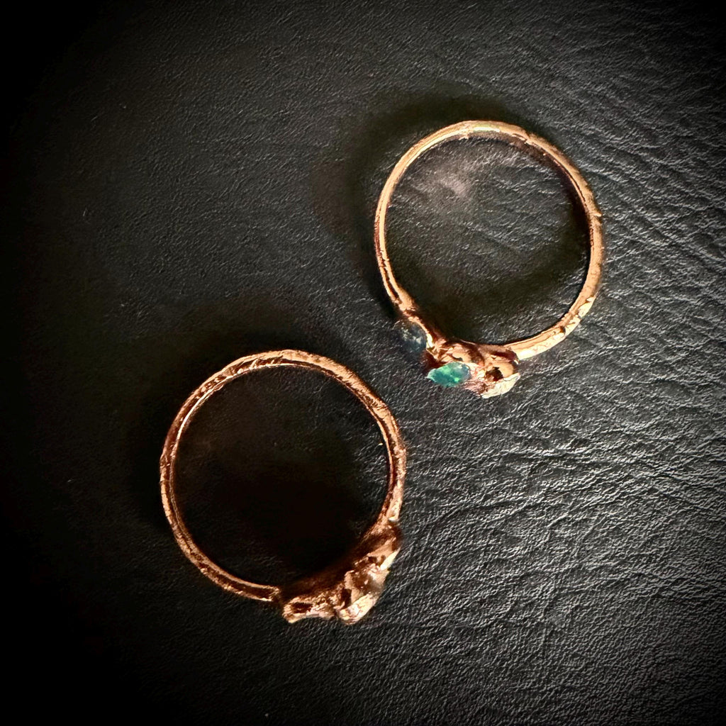 Electroformed Ethiopian Opal Ring – Size 7 Multi Stone Opal Ring – Custom Size Opal Ring – Handmade Copper Crystal Ring – October Birthstone