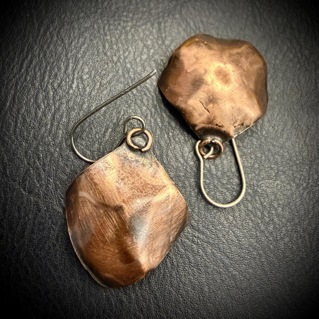 Copper Electro-Etched Dangle Earrings | Titanium Ear Wires