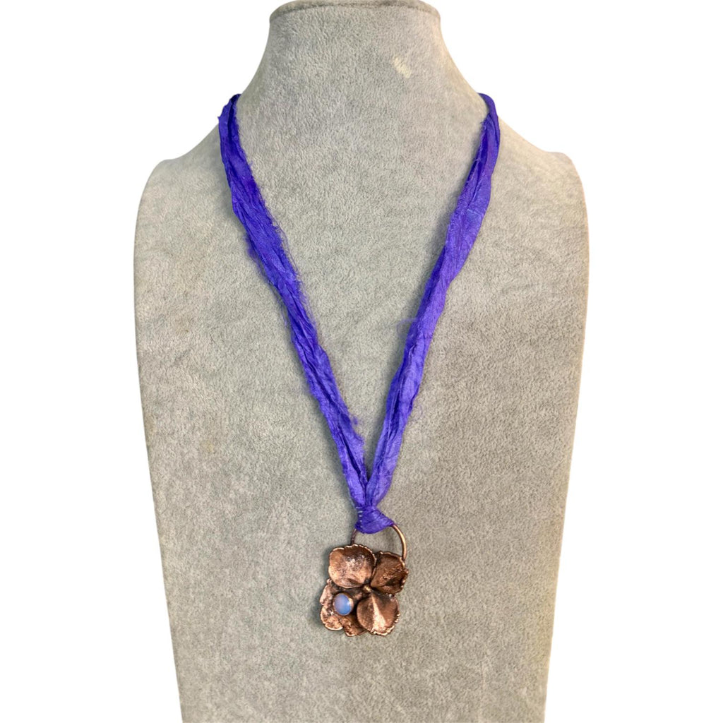 Sari Silk Hydrangea Petal Electroformed Necklace