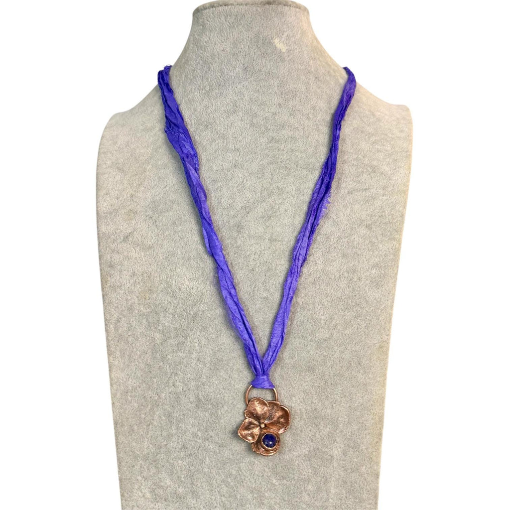 Sari Silk Hydrangea Petal Electroformed Necklace