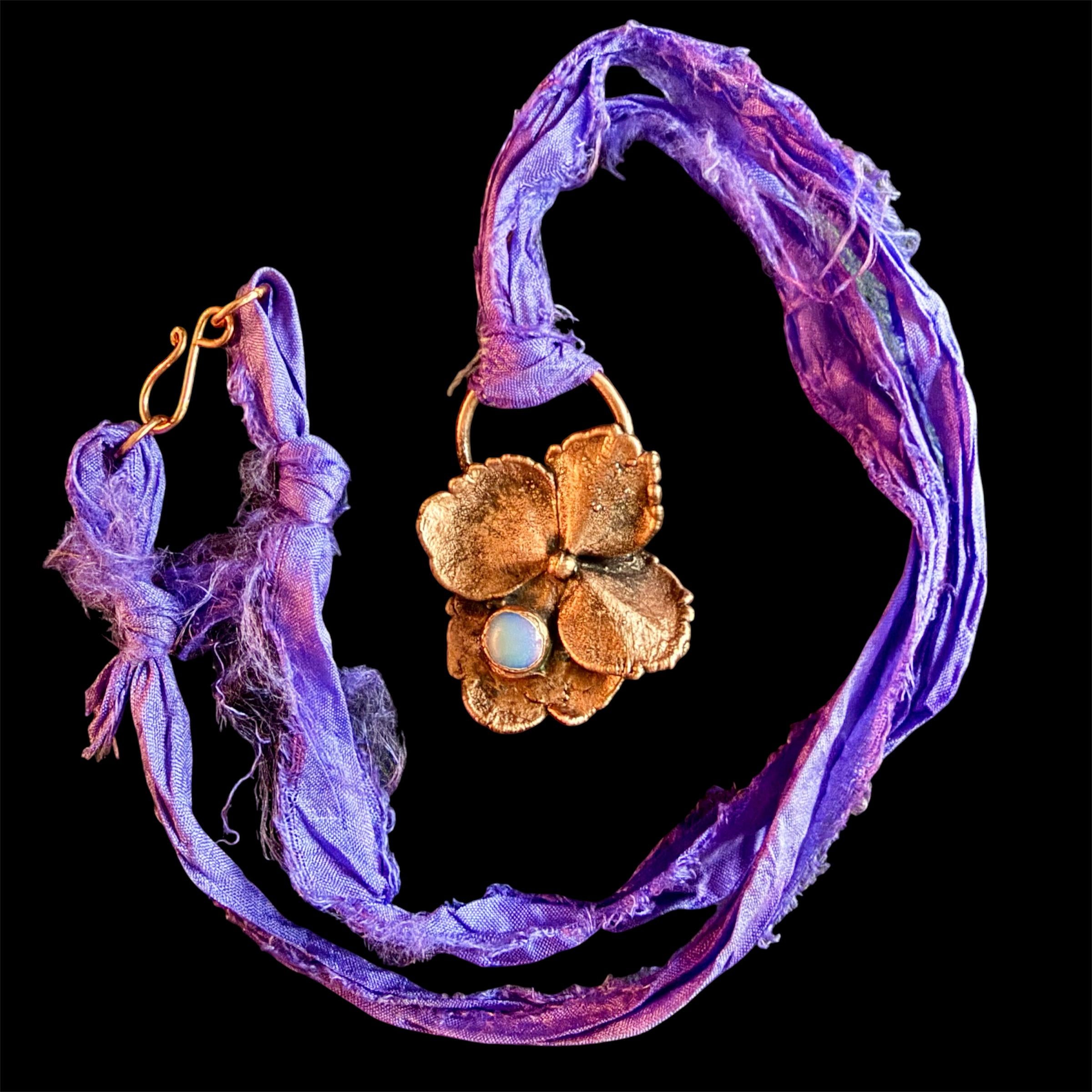 Sari Silk Hydrangea Petal Electroformed Necklace