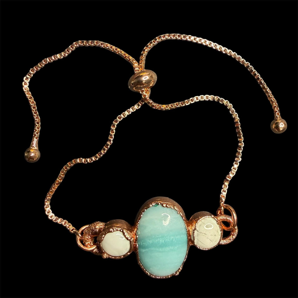 Electroformed Multi Gemstone Adjustable Bracelet
