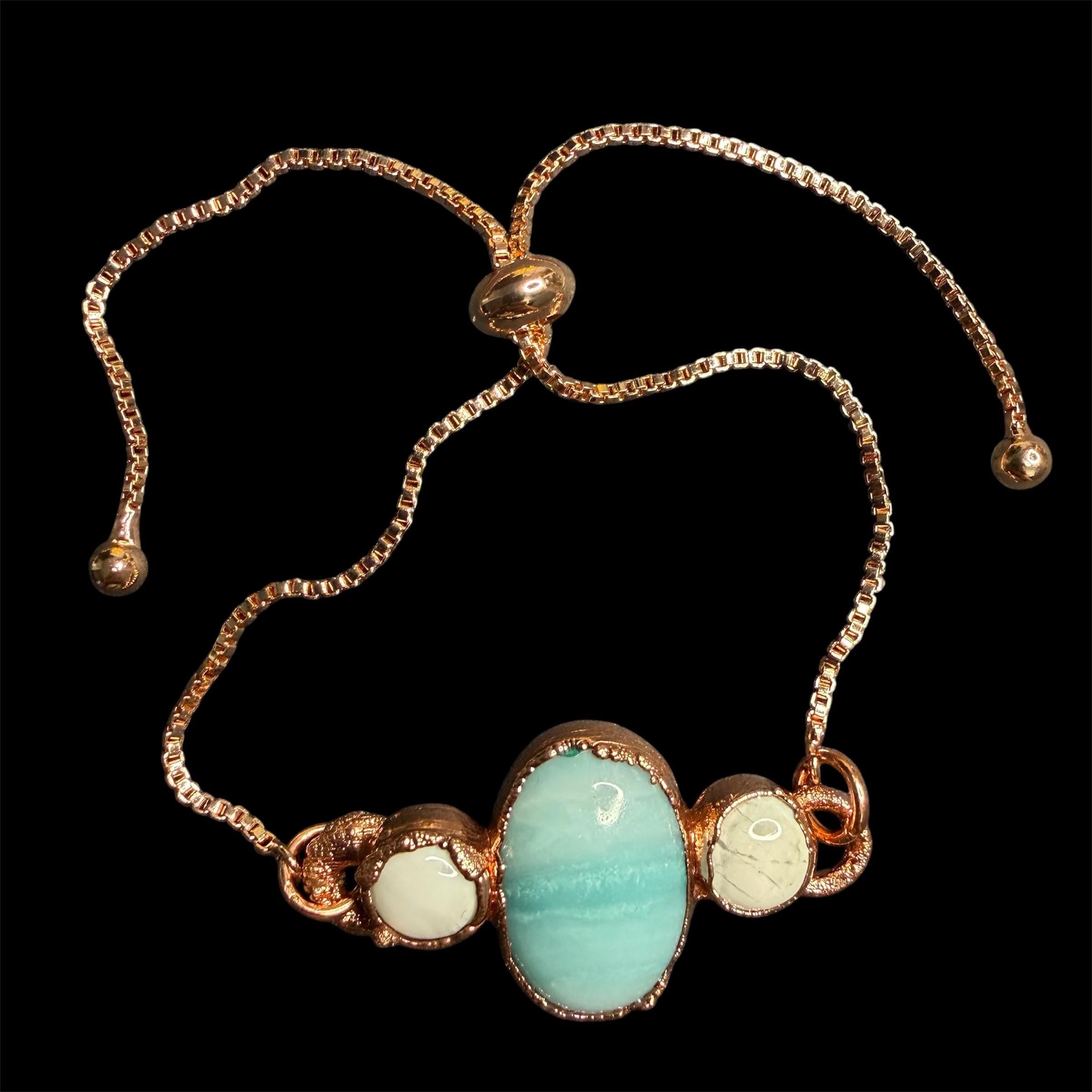 Electroformed Multi Gemstone Adjustable Bracelet