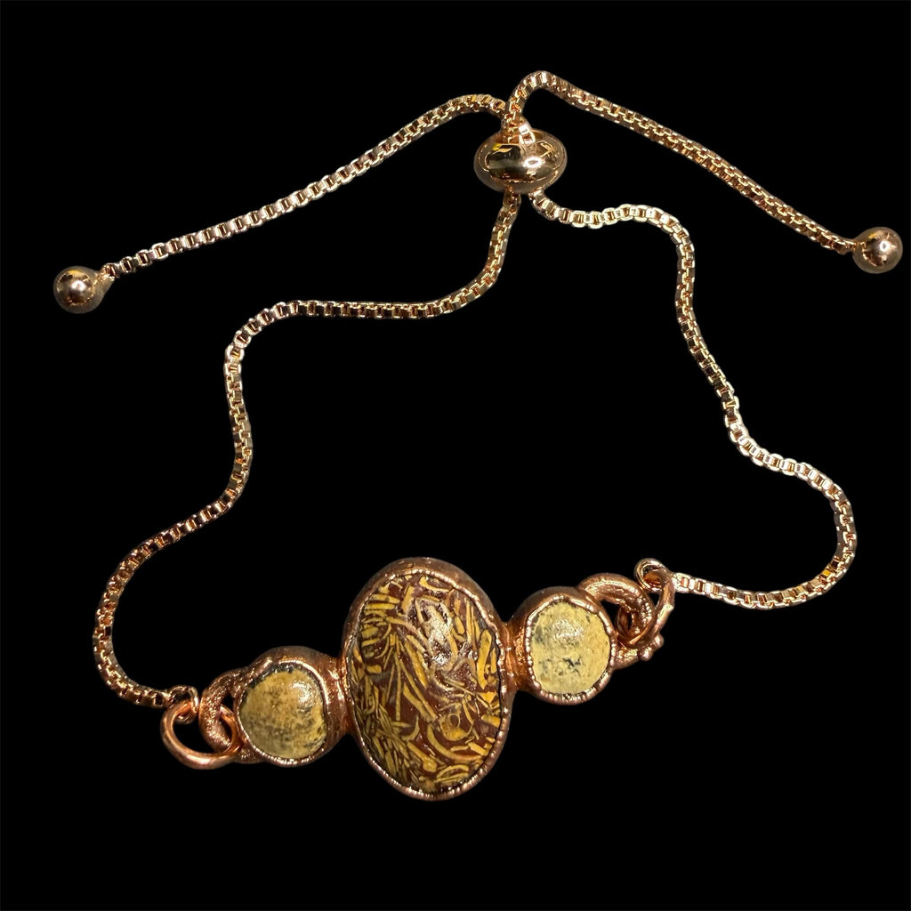 Electroformed Multi Gemstone Adjustable Bracelet