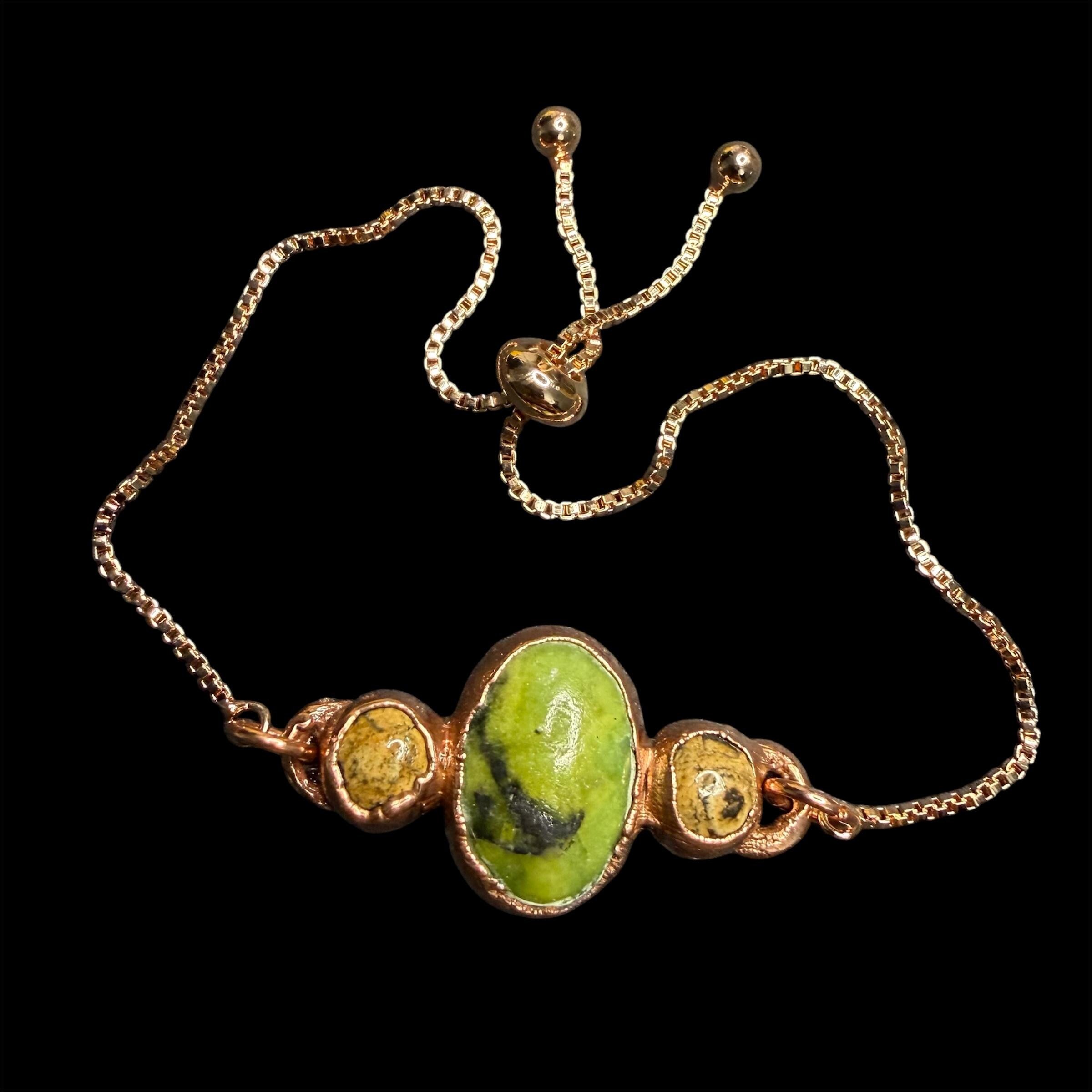 Electroformed Multi Gemstone Adjustable Bracelet