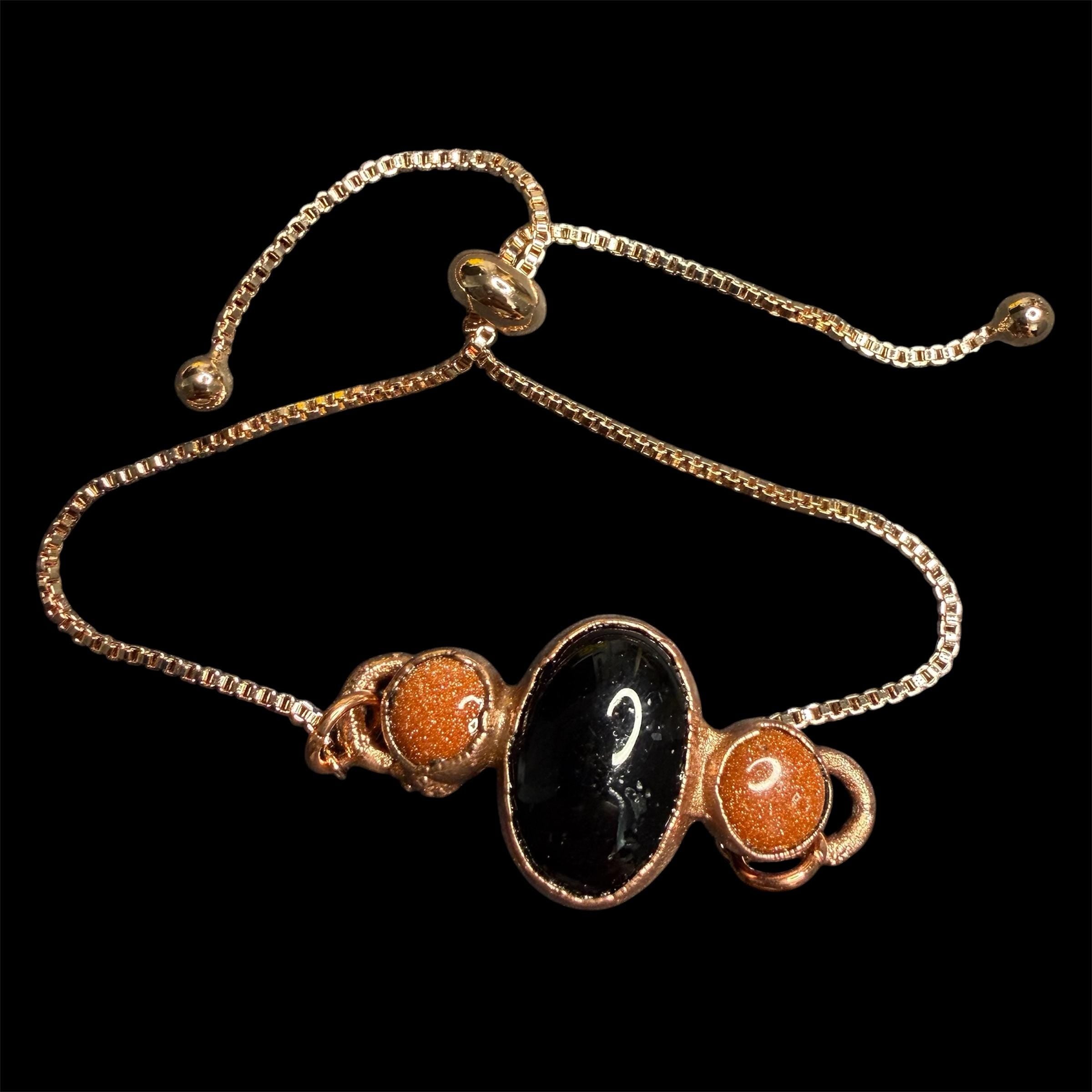 Electroformed Multi Gemstone Adjustable Bracelet