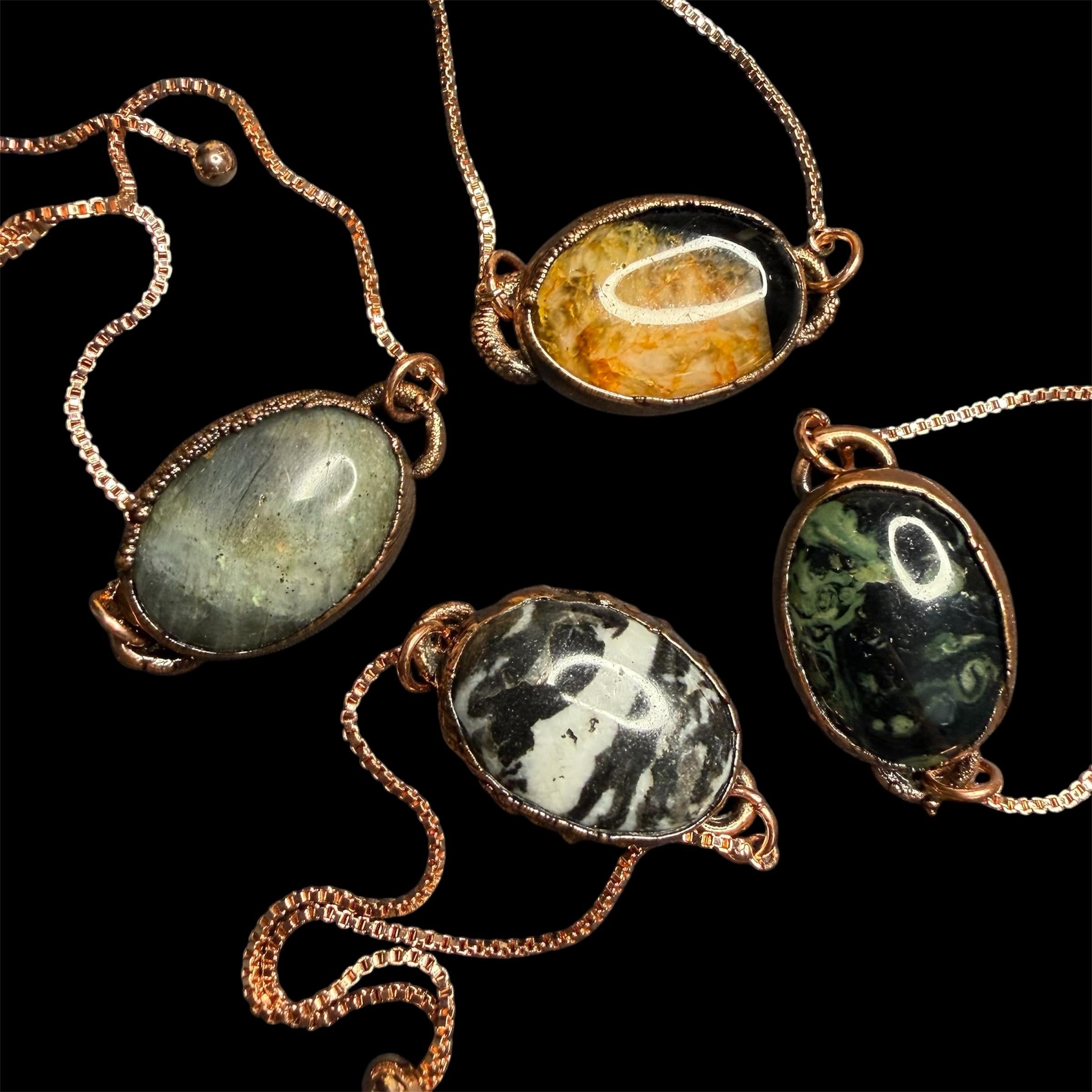 Electroformed Gemstone Adjustable Bracelet