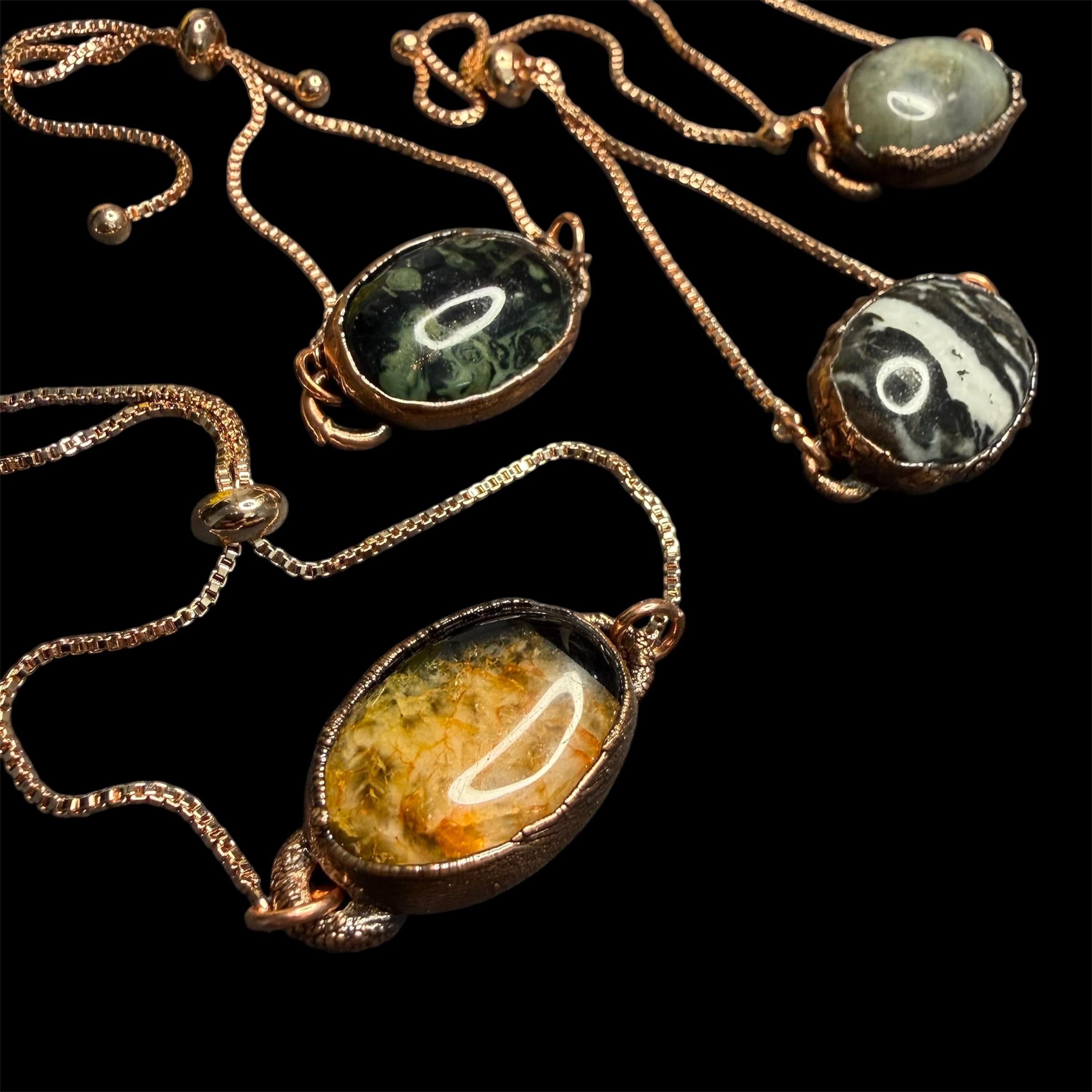 Electroformed Gemstone Adjustable Bracelet