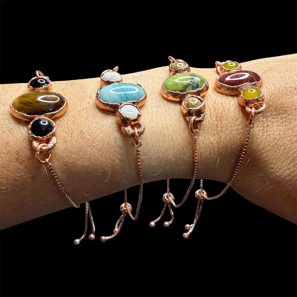 Electroformed Gemstone Adjustable Bracelet