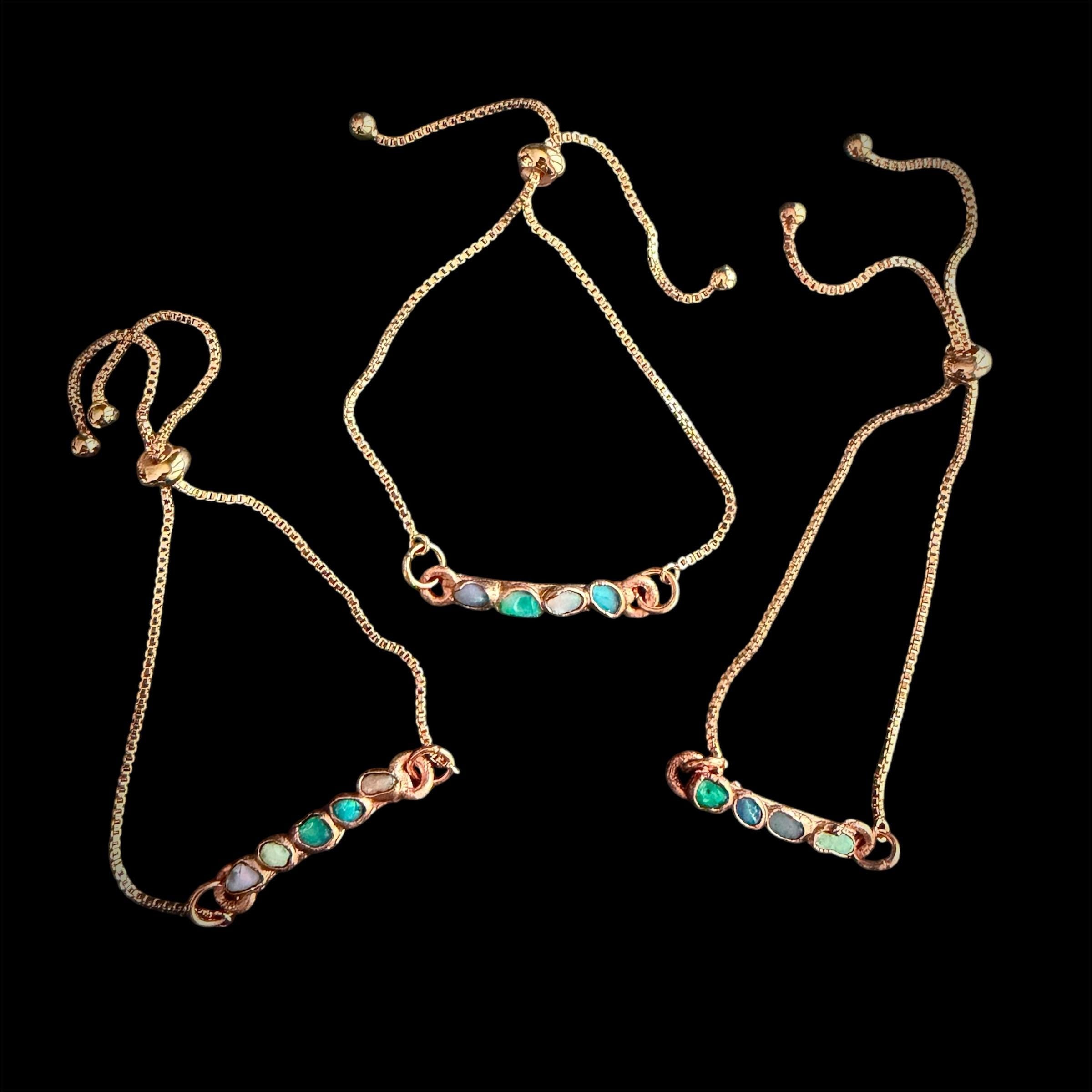 Electroformed Opal Multi-Stone Adjustable Bracelet