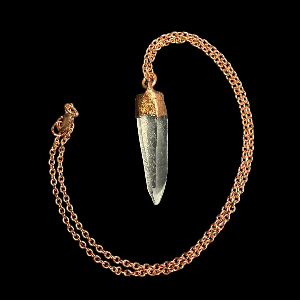 Lemurian Quartz Point Electroformed Copper Necklace- Raw Stone Necklace