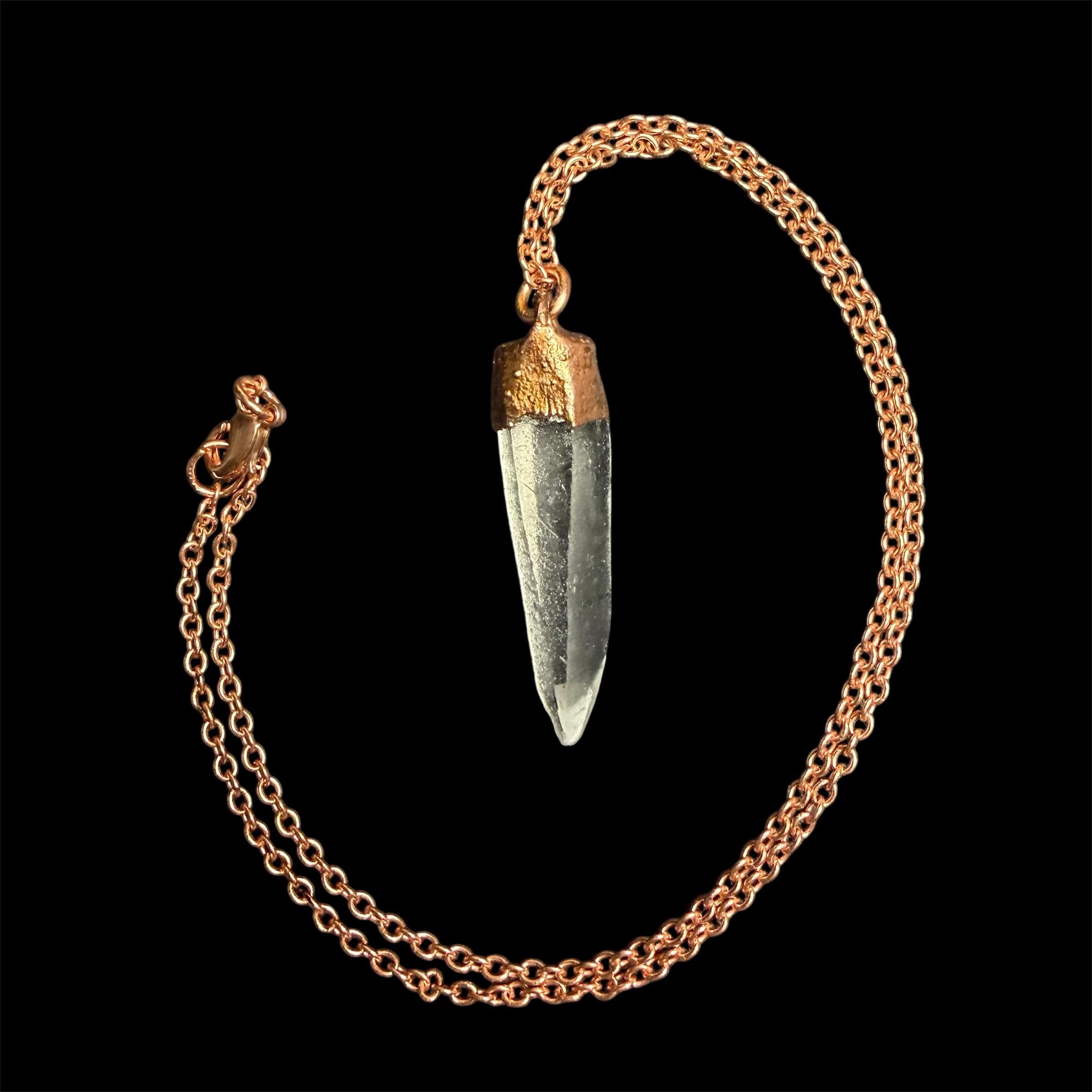 Lemurian Quartz Point Electroformed Copper Necklace- Raw Stone Necklace